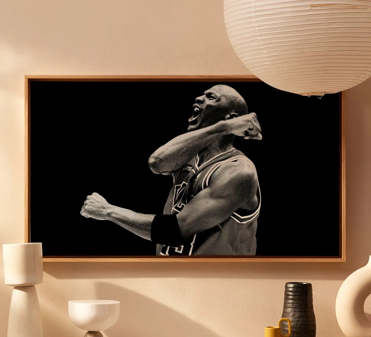Michael jordan top black and white canvas with Floater frame by kanel shop