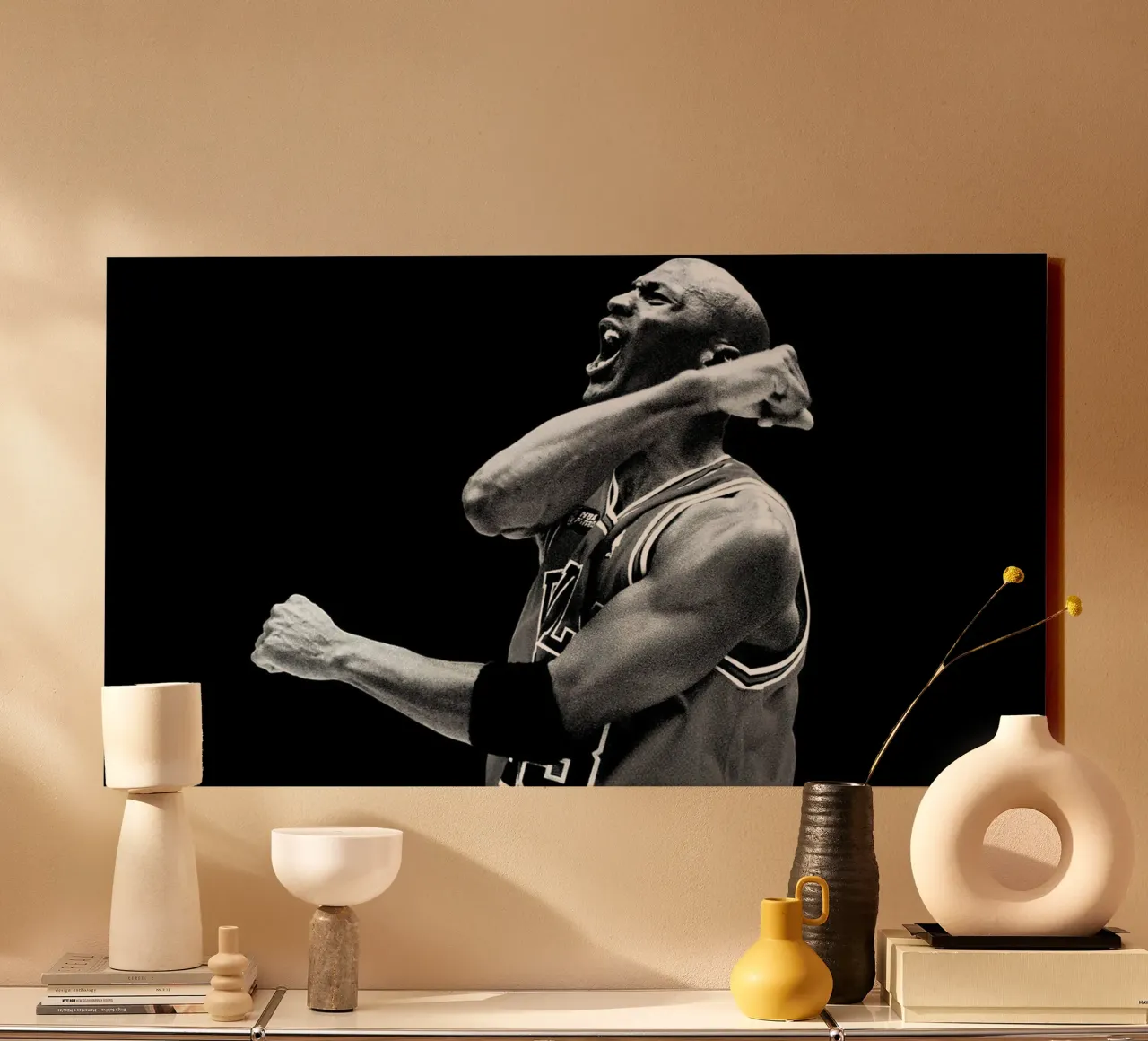 Michael jordan top black and white canvas with Floater frame by kanel shop