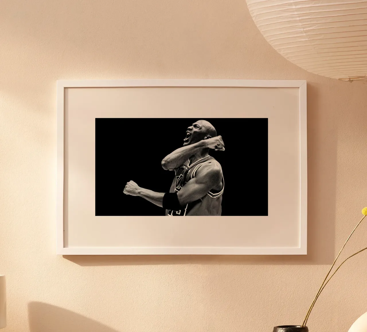 Michael Jordan top bianco e nero poster con telaio in alluminio da kanel shop