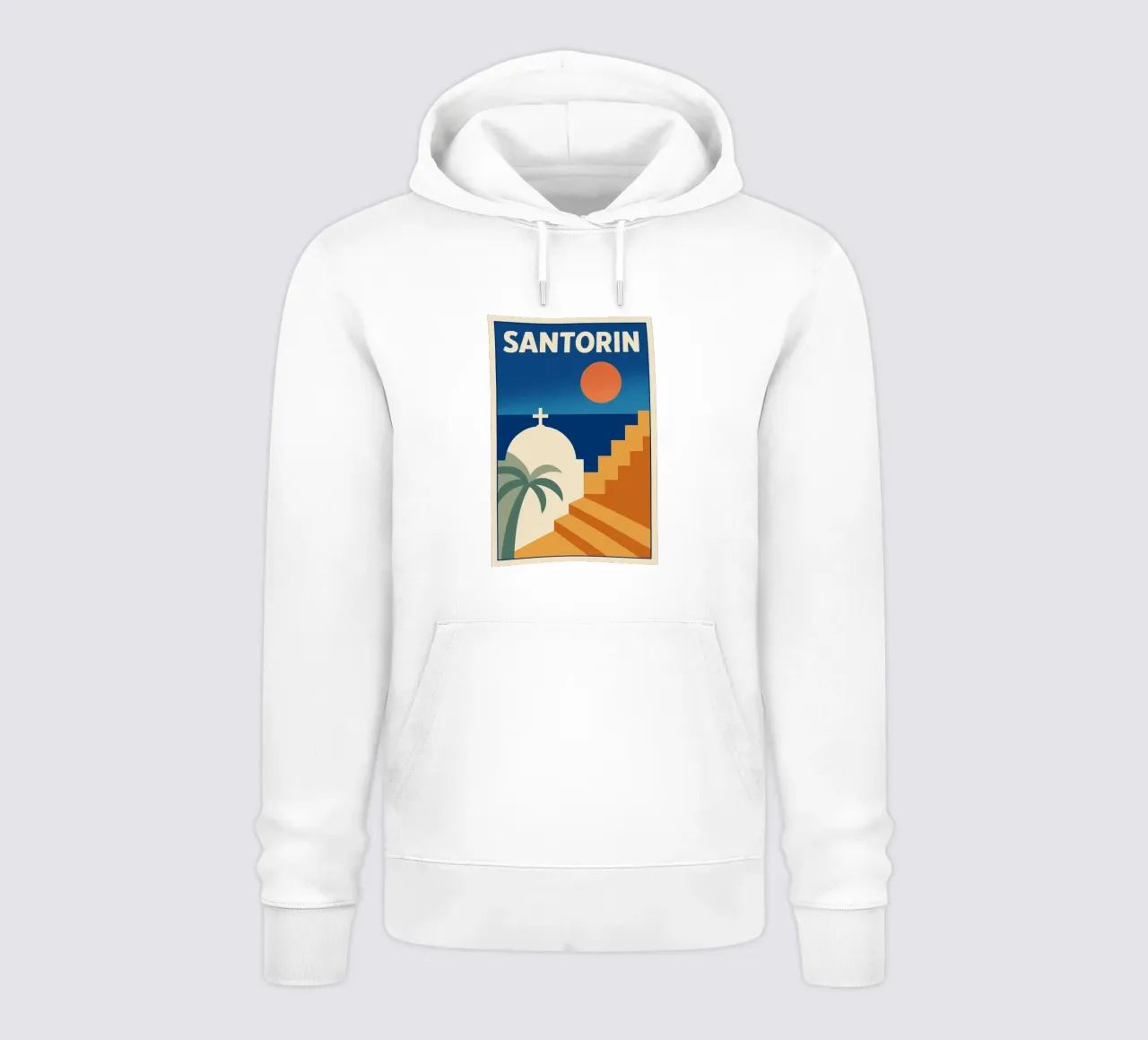 Affiche Santorin – Poster rétro minimaliste felpa con cappuccio da JETLAG | affiches voyage