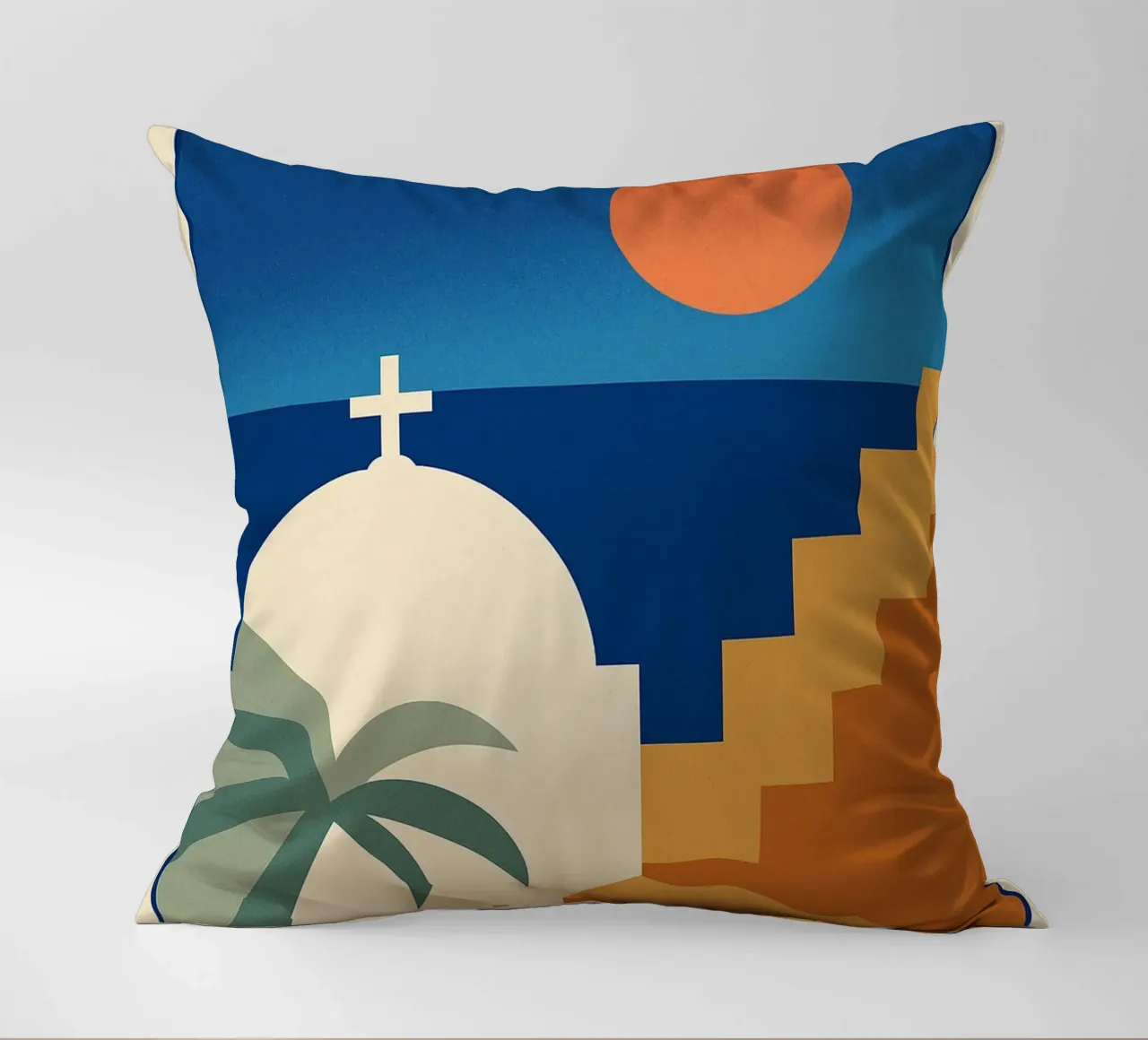 Affiche Santorin – Poster rétro minimaliste cuscino da JETLAG | affiches voyage