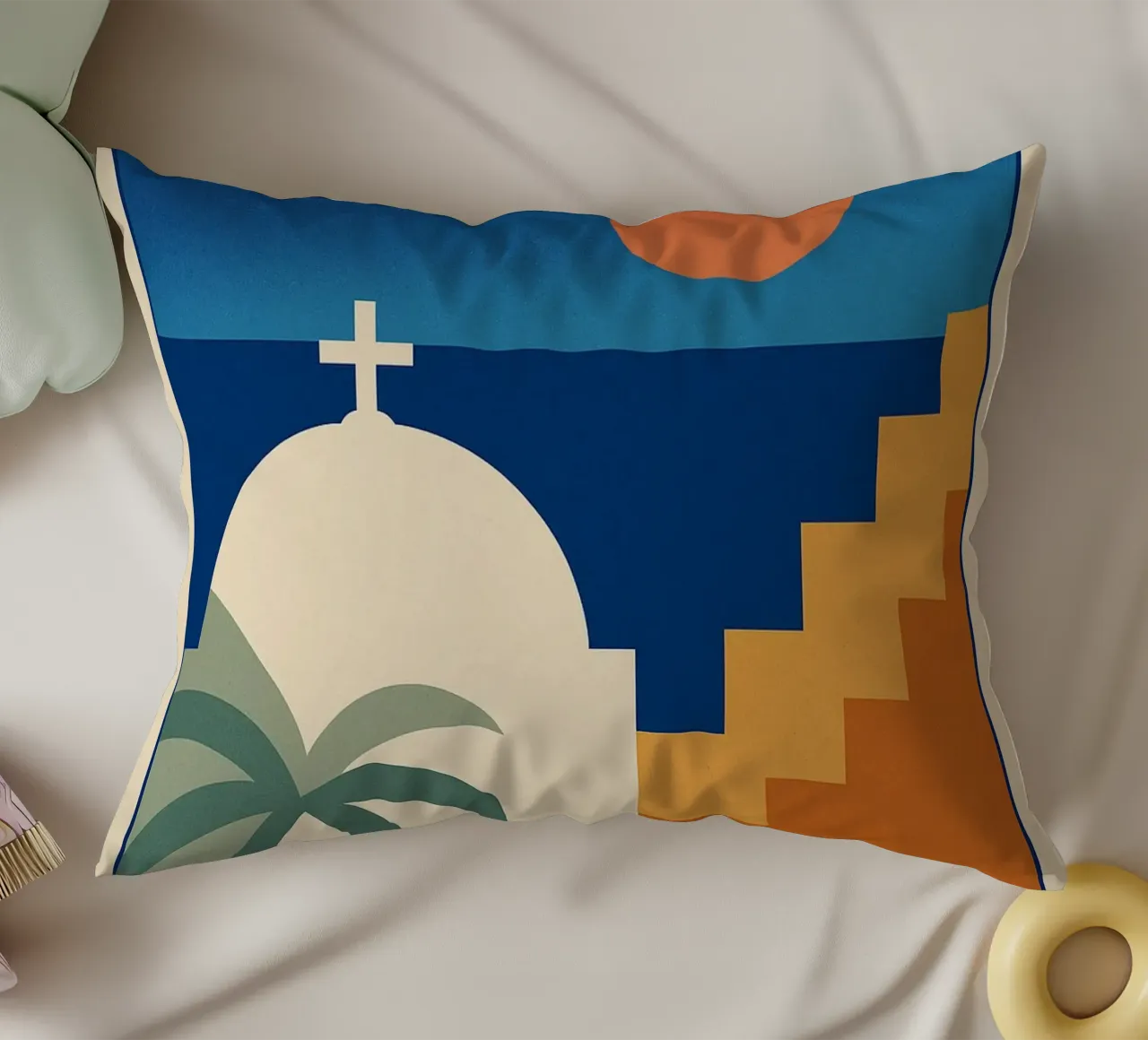 Affiche Santorin – Poster rétro minimaliste cuscino da JETLAG | affiches voyage