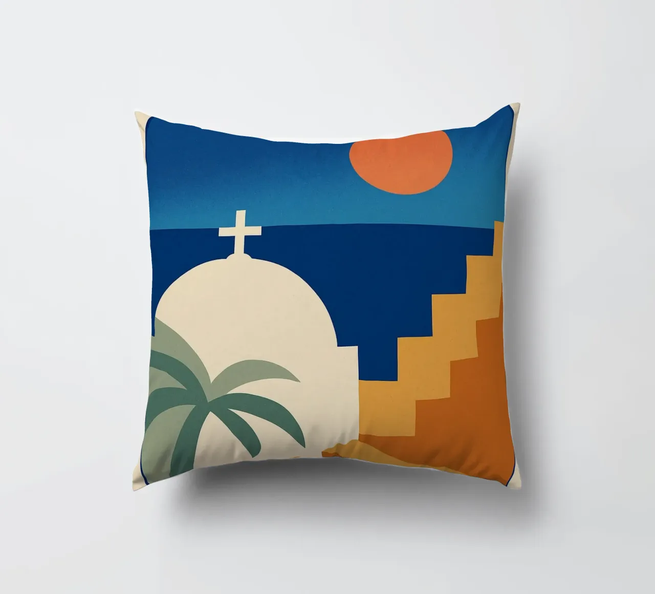 Affiche Santorin – Poster rétro minimaliste cuscino da JETLAG | affiches voyage