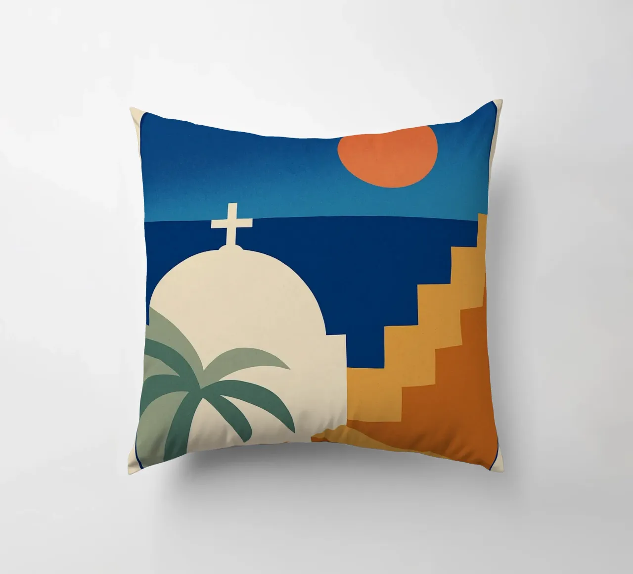 Affiche Santorin – Poster rétro minimaliste cuscino da JETLAG | affiches voyage