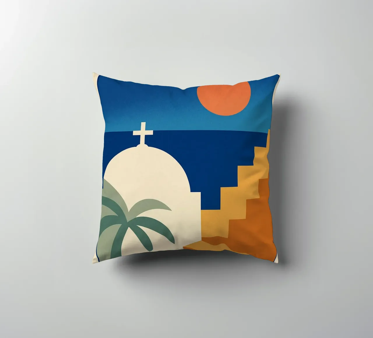 Affiche Santorin – Poster rétro minimaliste cuscino da JETLAG | affiches voyage