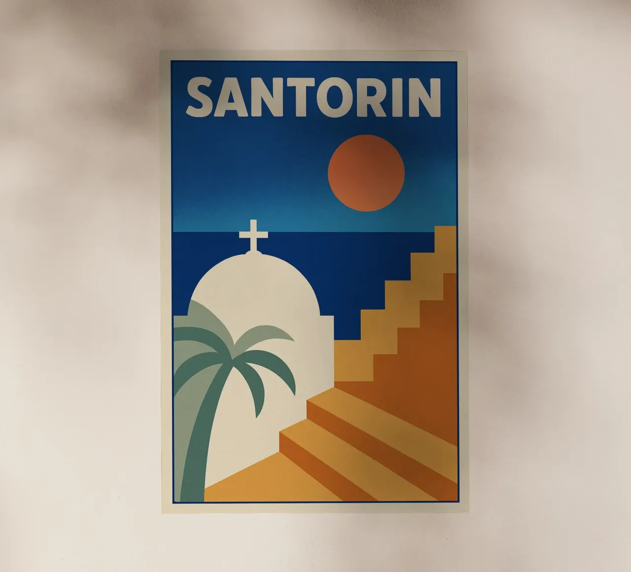 Affiche Santorin – Poster rétro minimaliste pellicola backlit da JETLAG | affiches voyage