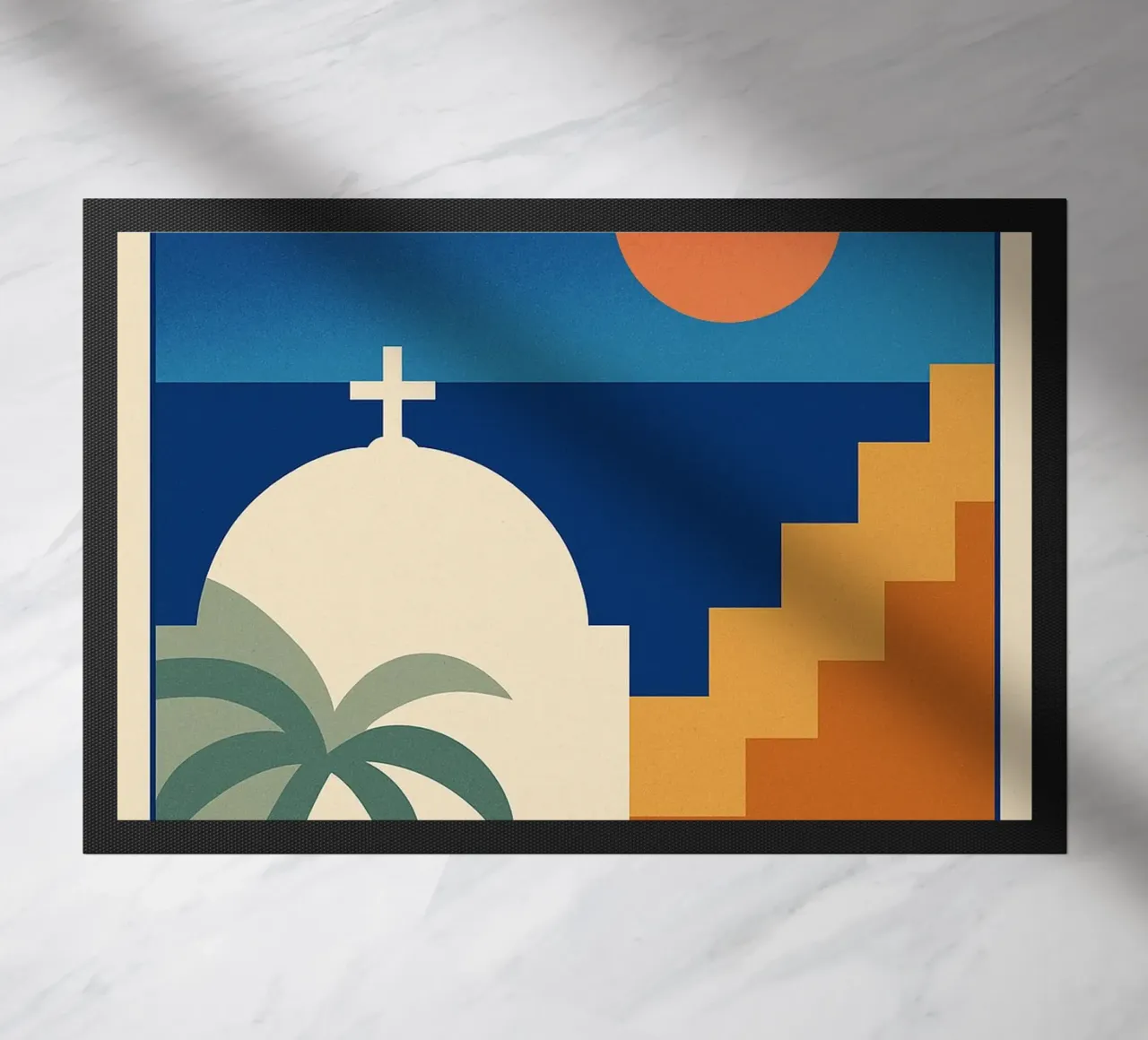 Affiche Santorin – Poster rétro minimaliste zerbino da JETLAG | affiches voyage