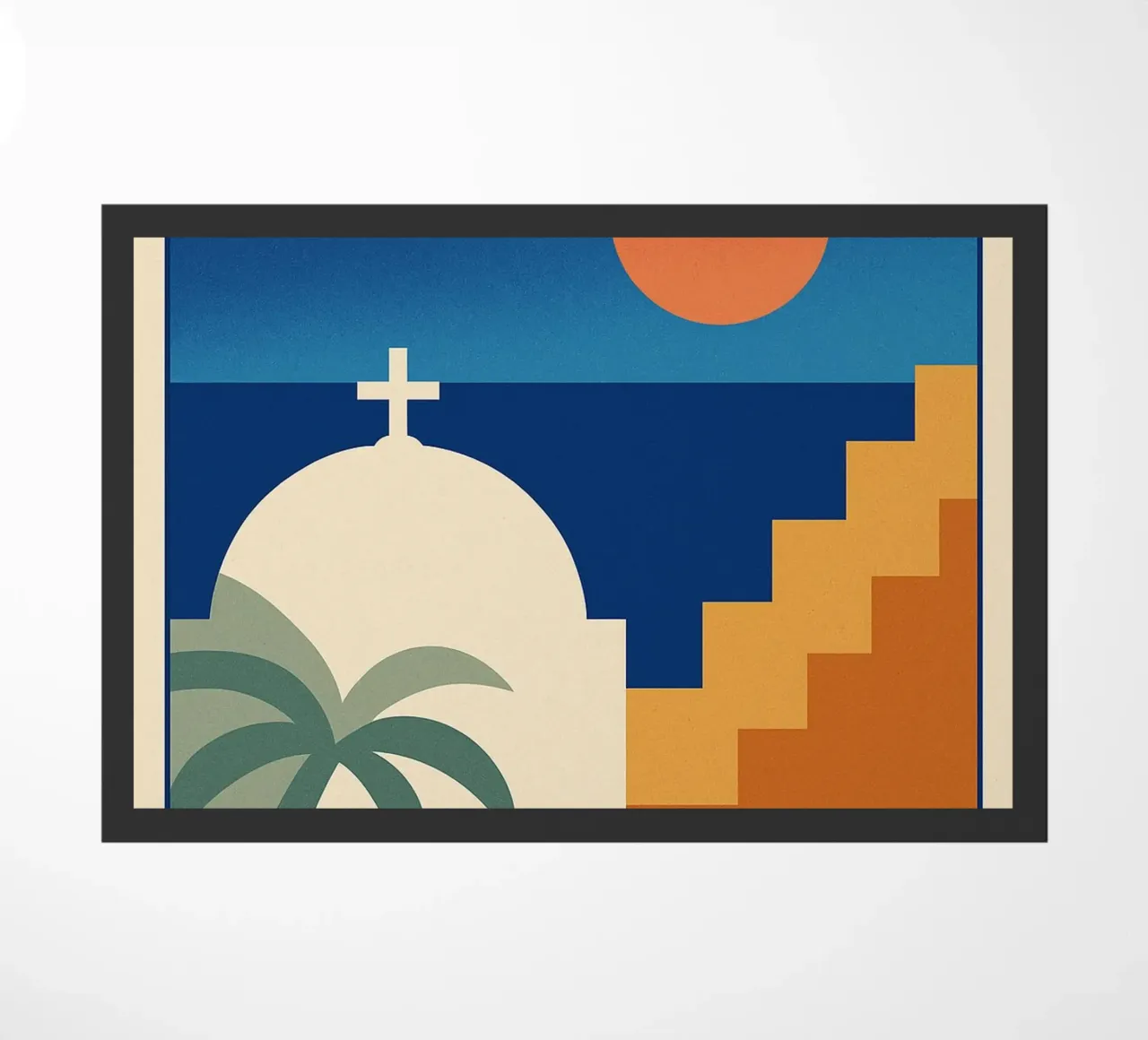 Affiche Santorin – Poster rétro minimaliste zerbino da JETLAG | affiches voyage