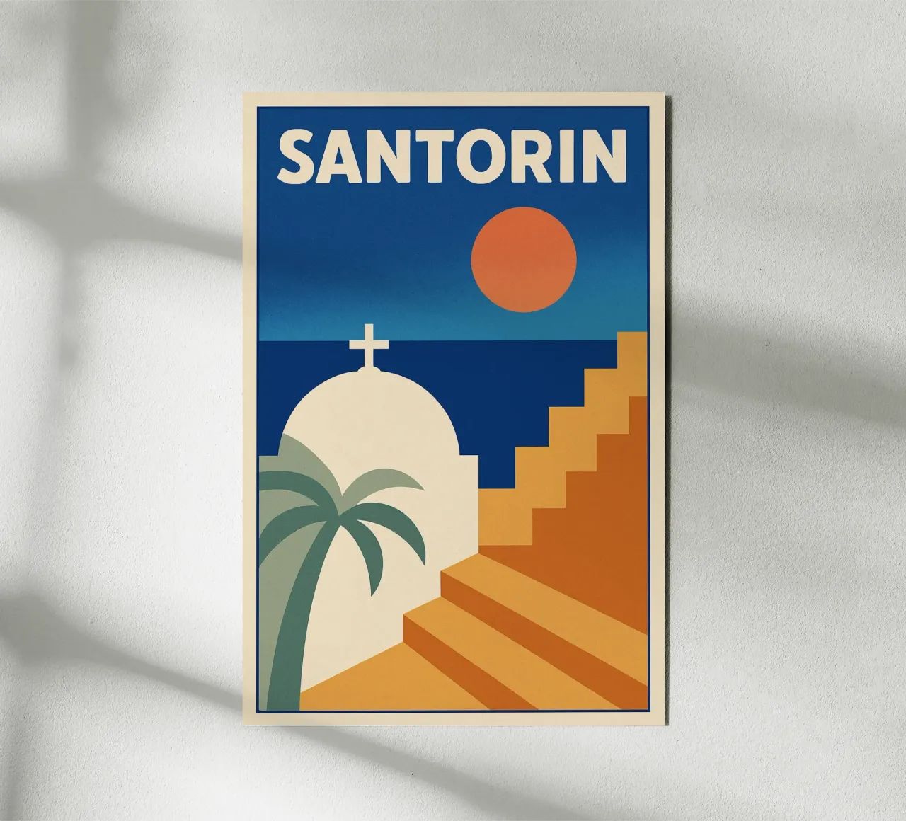 Affiche Santorin – Poster rétro minimaliste alluminio dibond da JETLAG | affiches voyage
