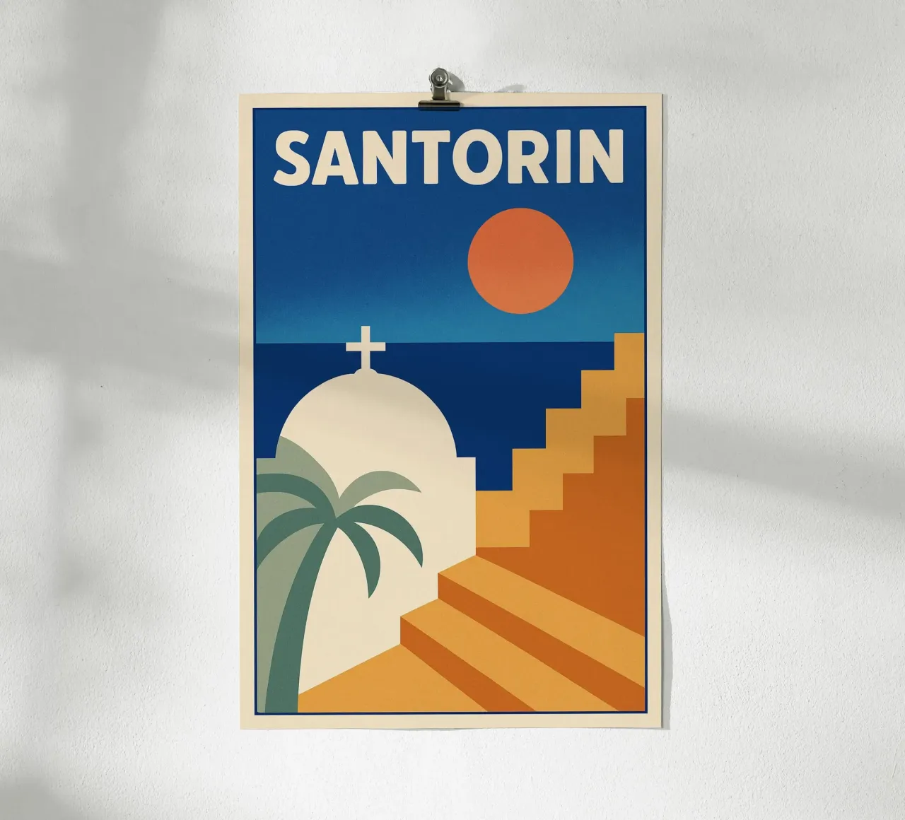Affiche Santorin – Poster rétro minimaliste poster da JETLAG | affiches voyage