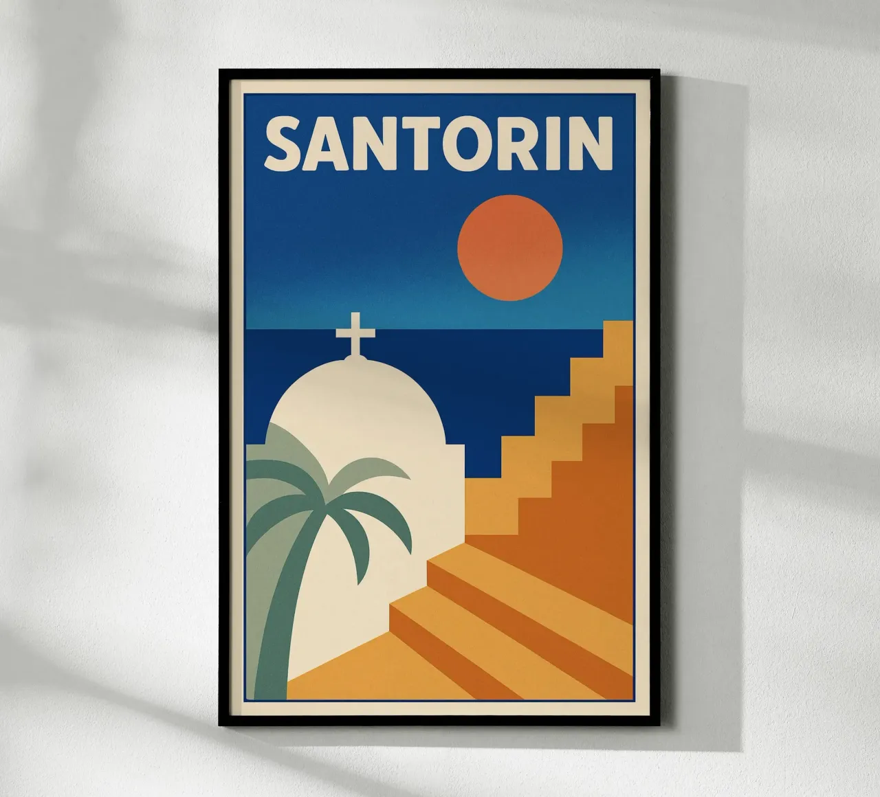 Affiche Santorin – Poster rétro minimaliste poster da JETLAG | affiches voyage