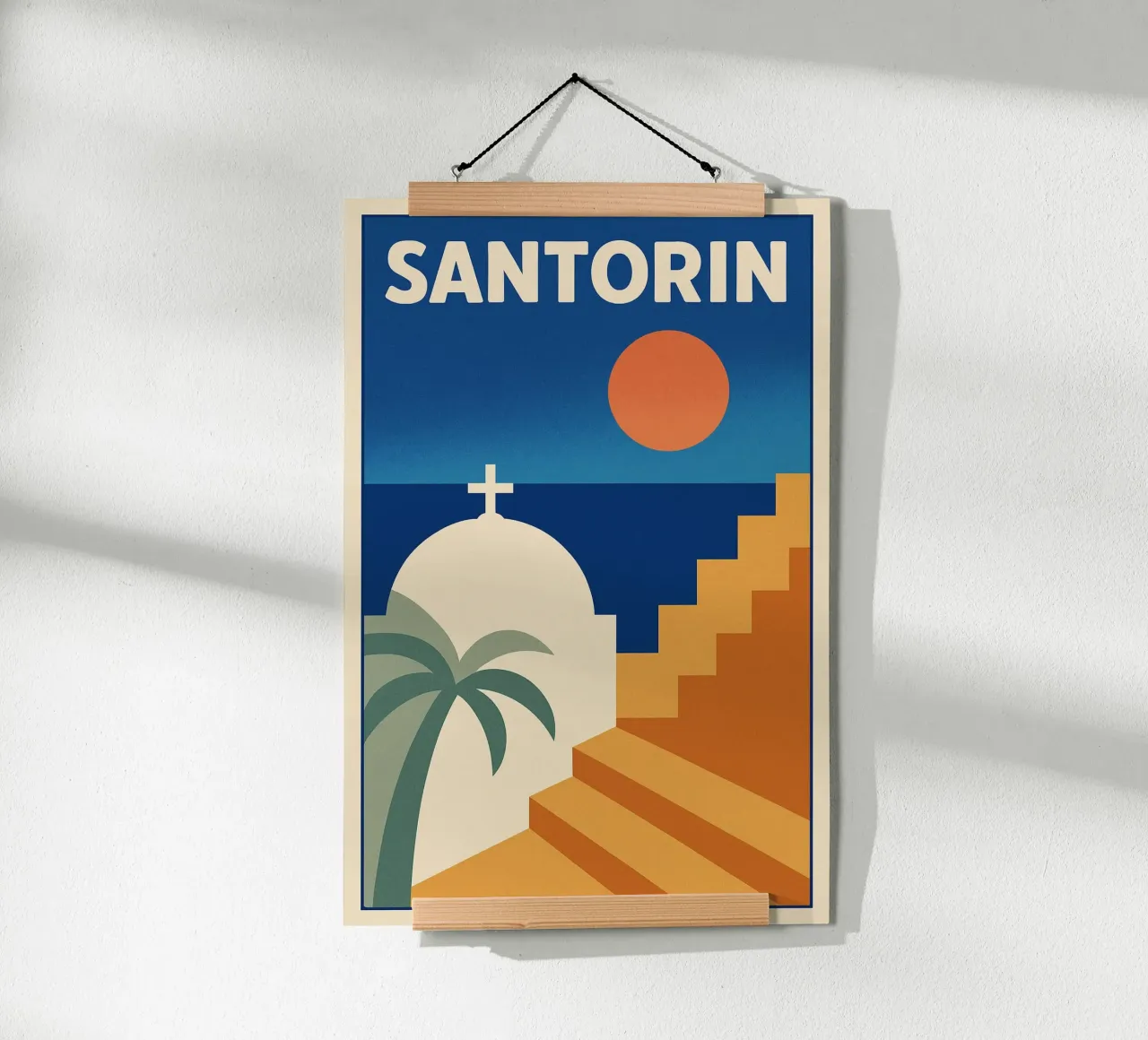 Affiche Santorin – Poster rétro minimaliste poster da JETLAG | affiches voyage