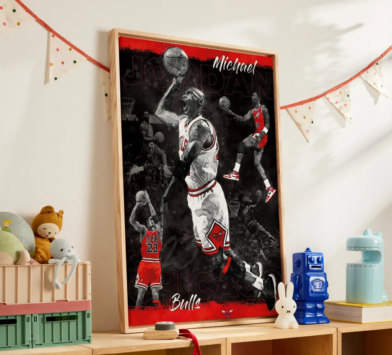 Michael Jordan Chicago Bulls tela con Cornice a cassetta da kanel shop