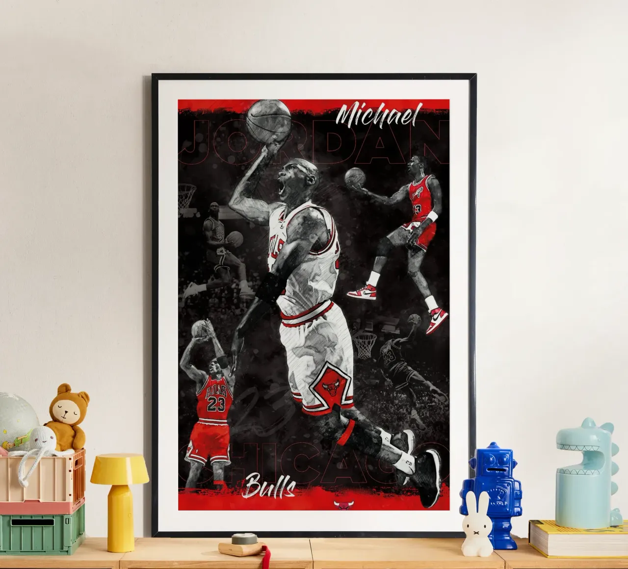 Michael Jordan Chicago Bulls poster con telaio in alluminio da kanel shop