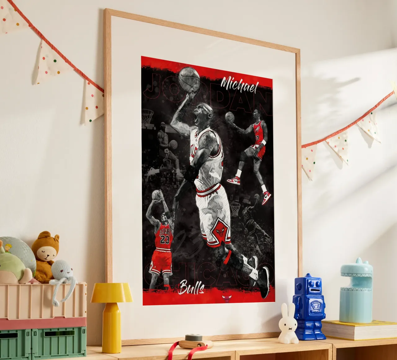 Michael Jordan Chicago Bulls poster con telaio in alluminio da kanel shop