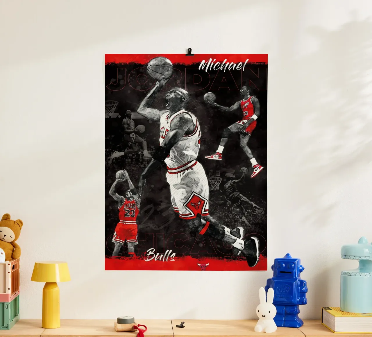 Michael Jordan Chicago Bulls poster con telaio in alluminio da kanel shop