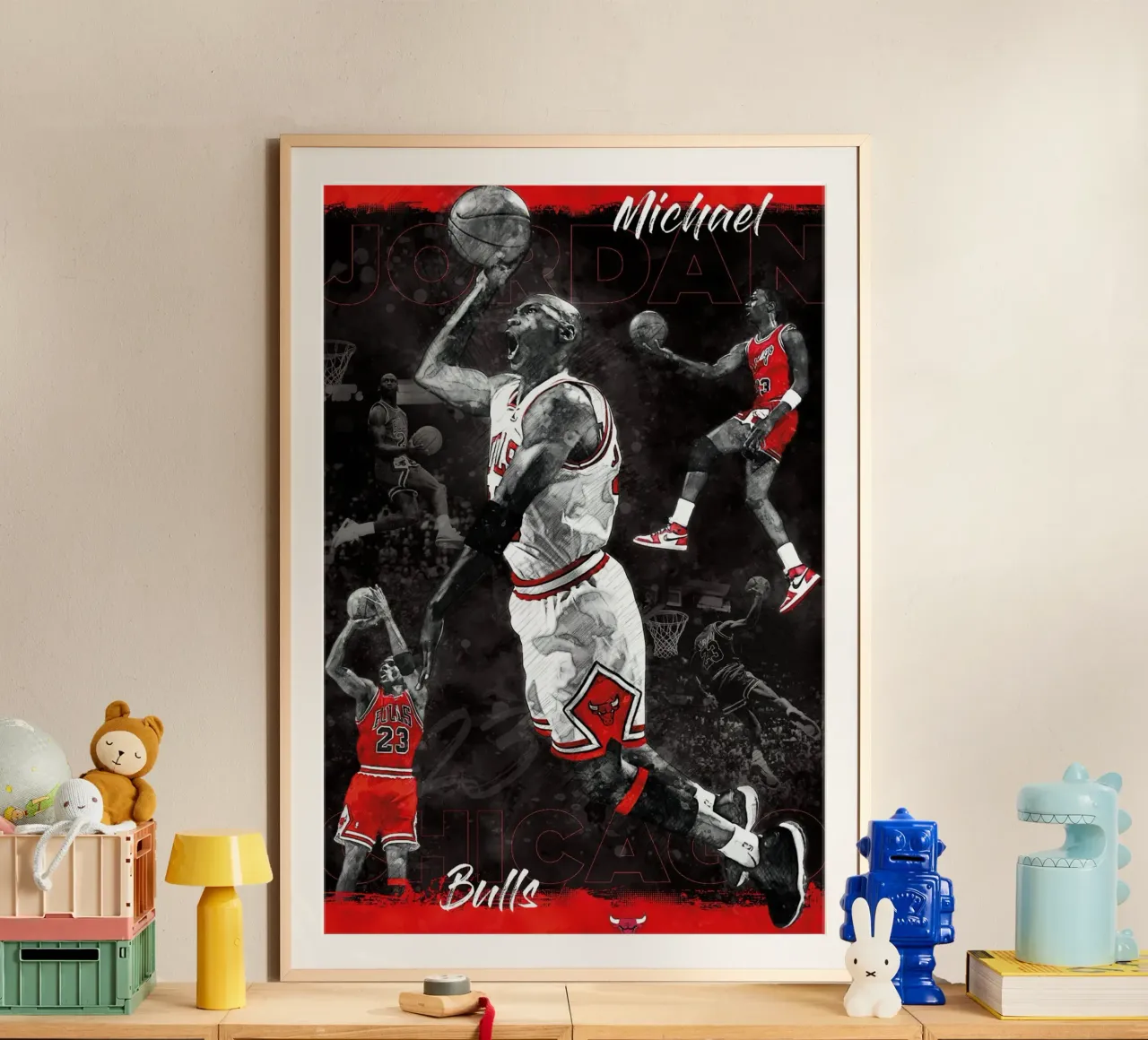 Michael Jordan Chicago Bulls poster con telaio in alluminio da kanel shop