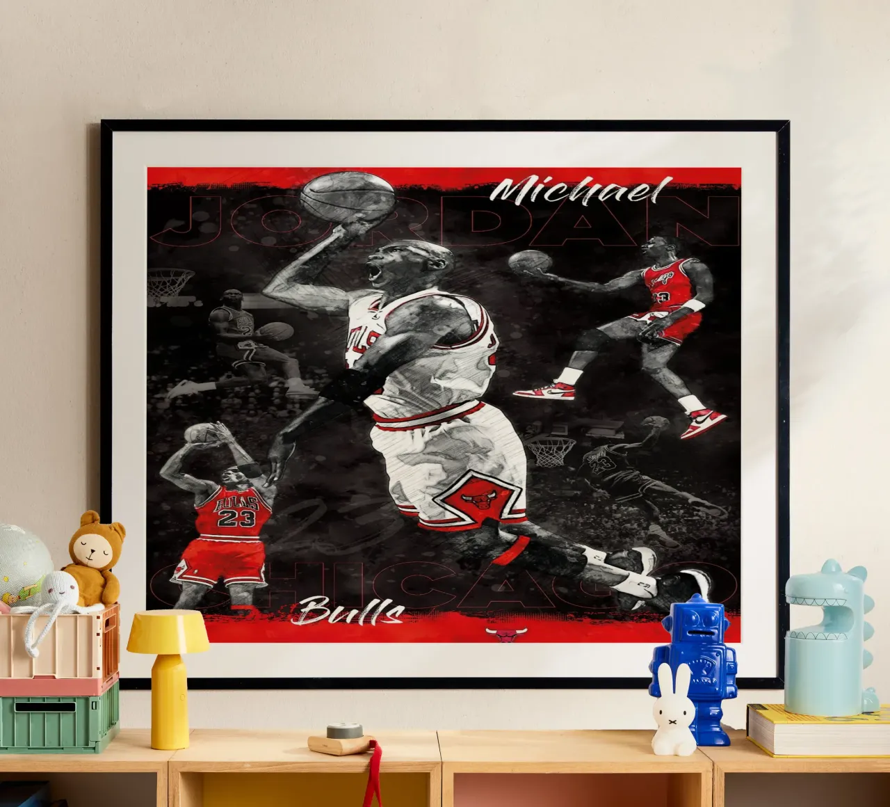 Michael Jordan Chicago Bulls poster con telaio in alluminio da kanel shop
