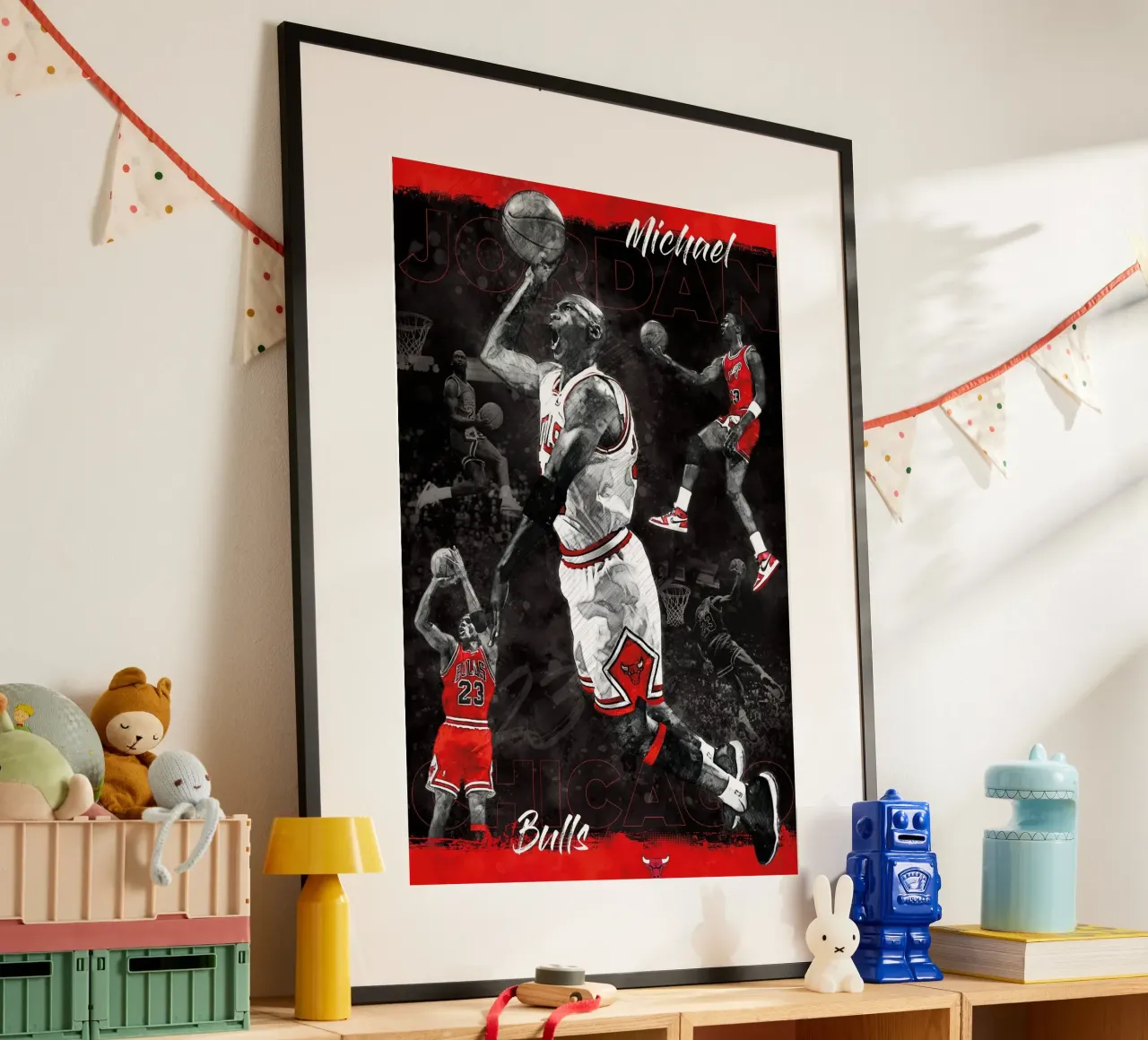 Michael Jordan Chicago Bulls poster con telaio in alluminio da kanel shop