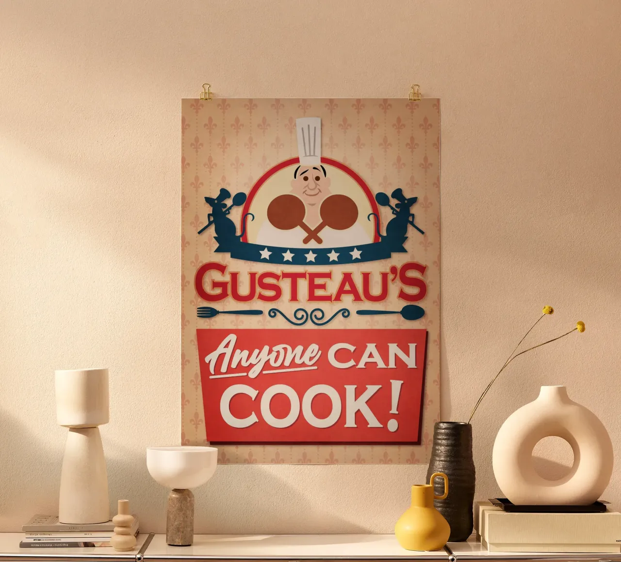 Ristorante Gusteau's Chiunque può cucinare poster con telaio in plastica da Junkie Movie