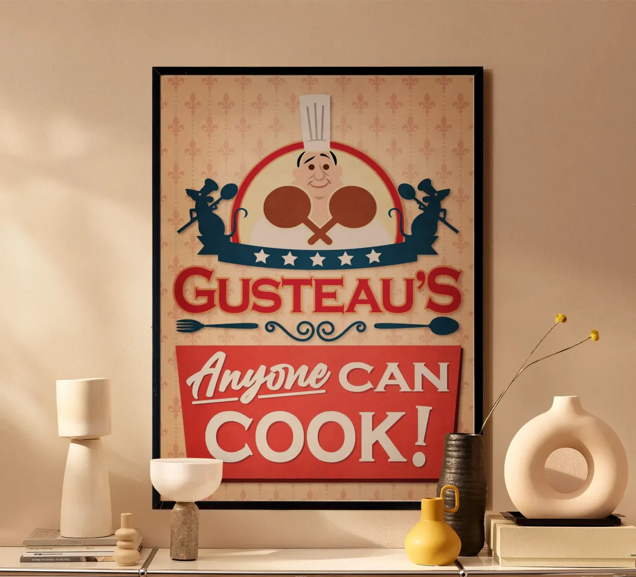 Ristorante Gusteau's Chiunque può cucinare poster con telaio in plastica da Junkie Movie