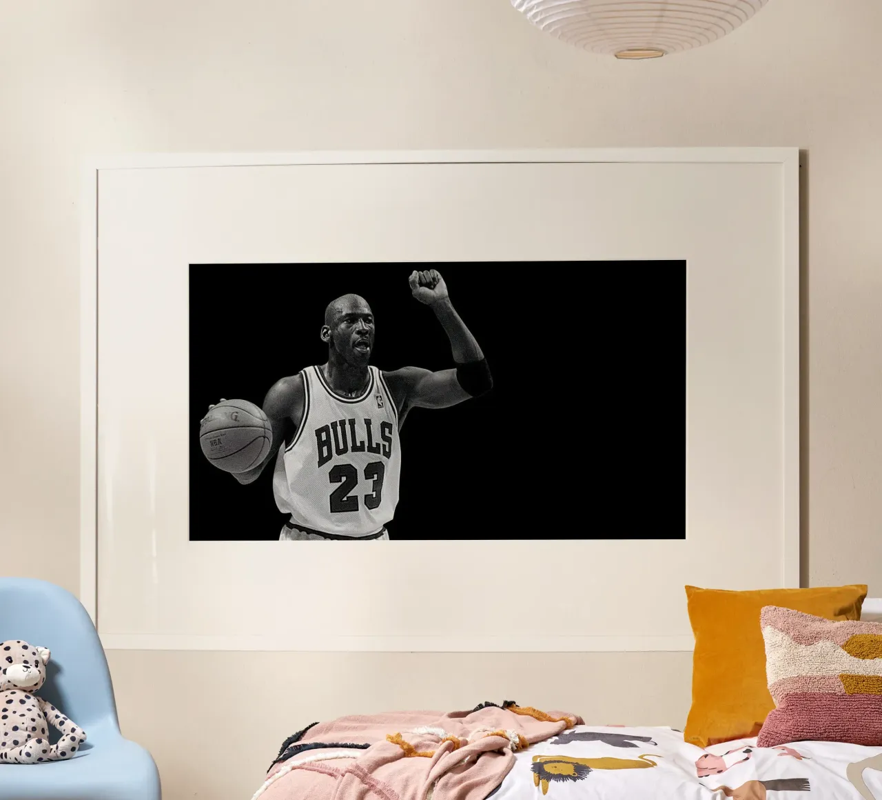 Michael Jordan Monochrom poster con telaio in legno da kanel shop