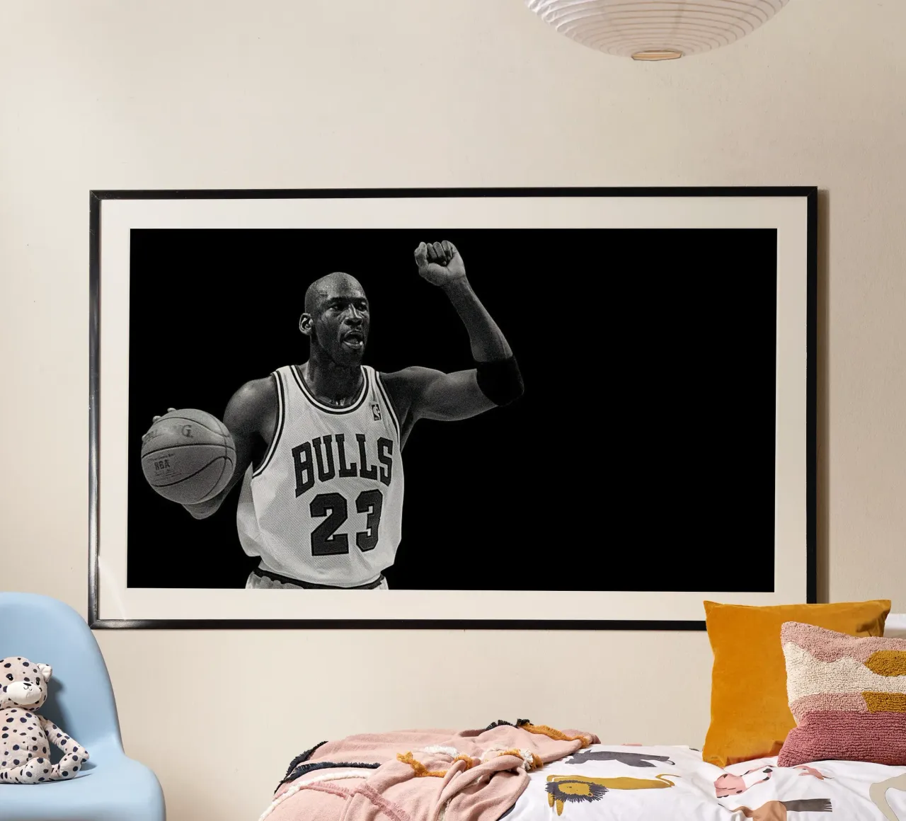 Michael Jordan Monochrom poster con telaio in legno da kanel shop