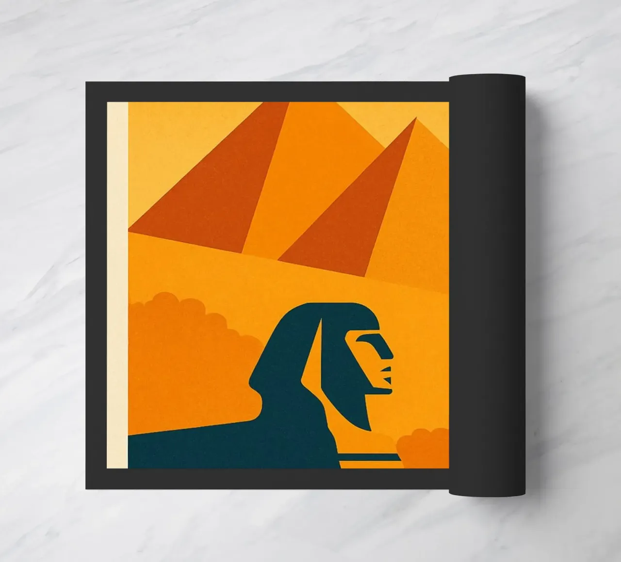 Cairo poster - Retro poster of the pyramids and the sphinx doormat by JETLAG | affiches voyage