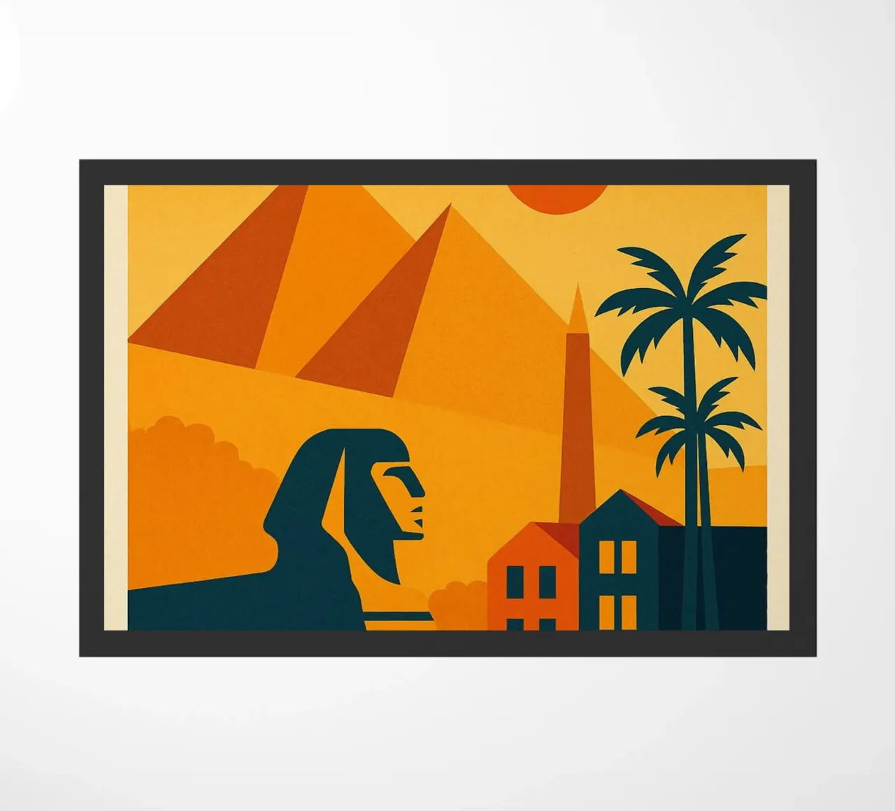 Cairo poster - Retro poster of the pyramids and the sphinx doormat by JETLAG | affiches voyage