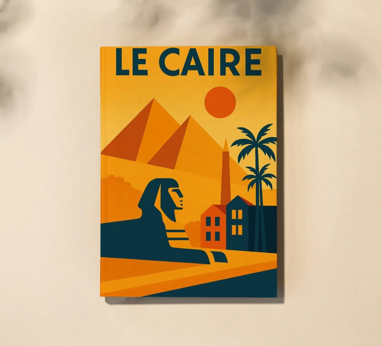 Cairo poster - Retro poster of the pyramids and the sphinx notebook by JETLAG | affiches voyage