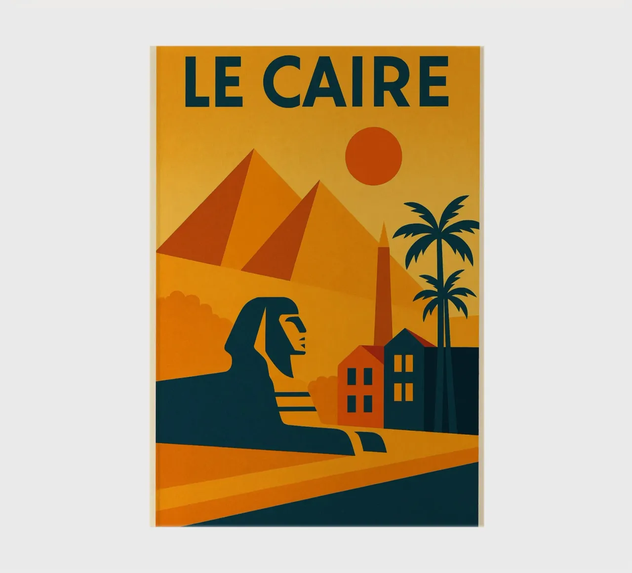 Cairo poster - Retro poster of the pyramids and the sphinx notebook by JETLAG | affiches voyage