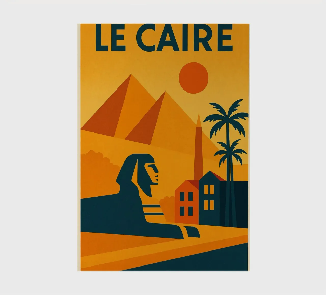 Cairo poster - Retro poster of the pyramids and the sphinx notebook by JETLAG | affiches voyage