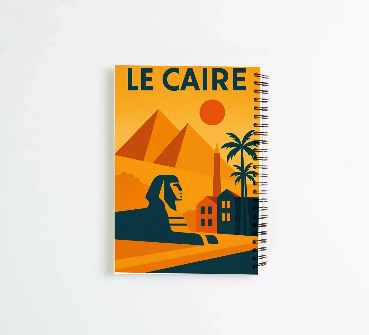 Cairo poster - Retro poster of the pyramids and the sphinx spiral notebook by JETLAG | affiches voyage