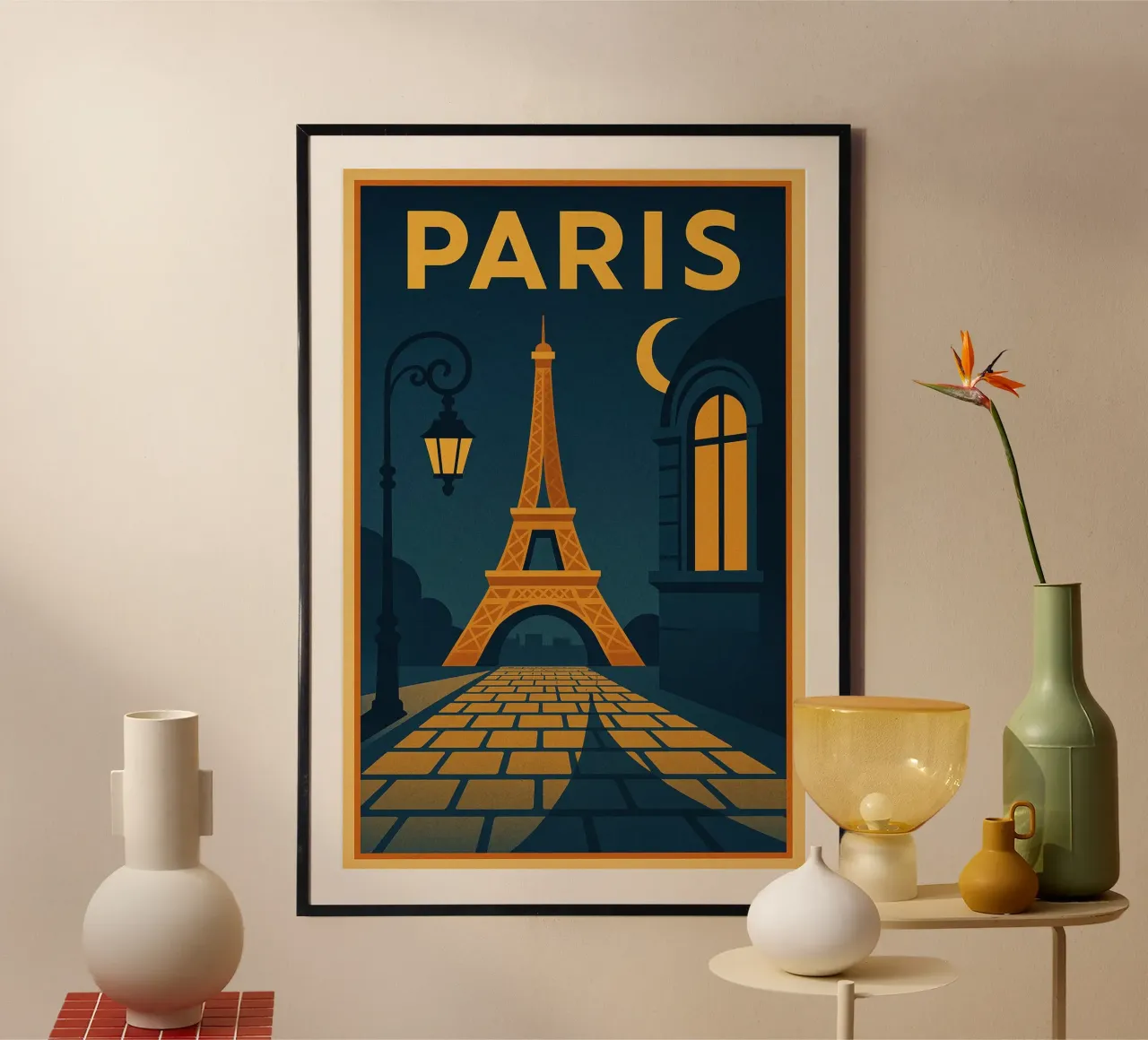 Poster Paris - Retro Art Deco poster of the Eiffel Tower poster by JETLAG | affiches voyage