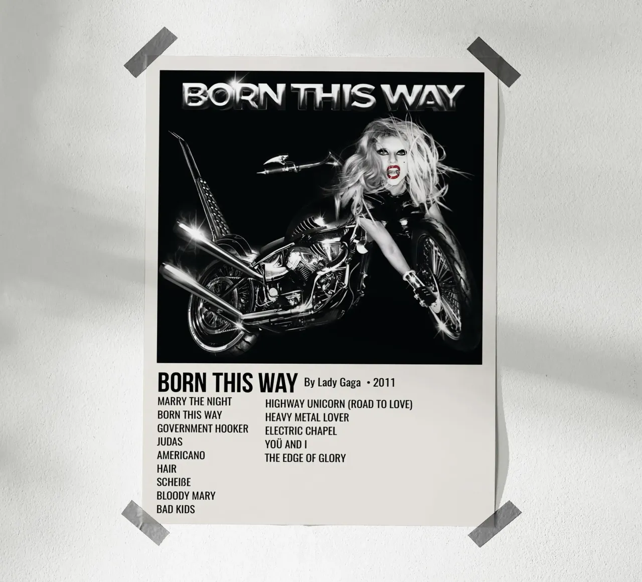 Lady Gaga Born This Way poster con telaio in alluminio da Roronoa7