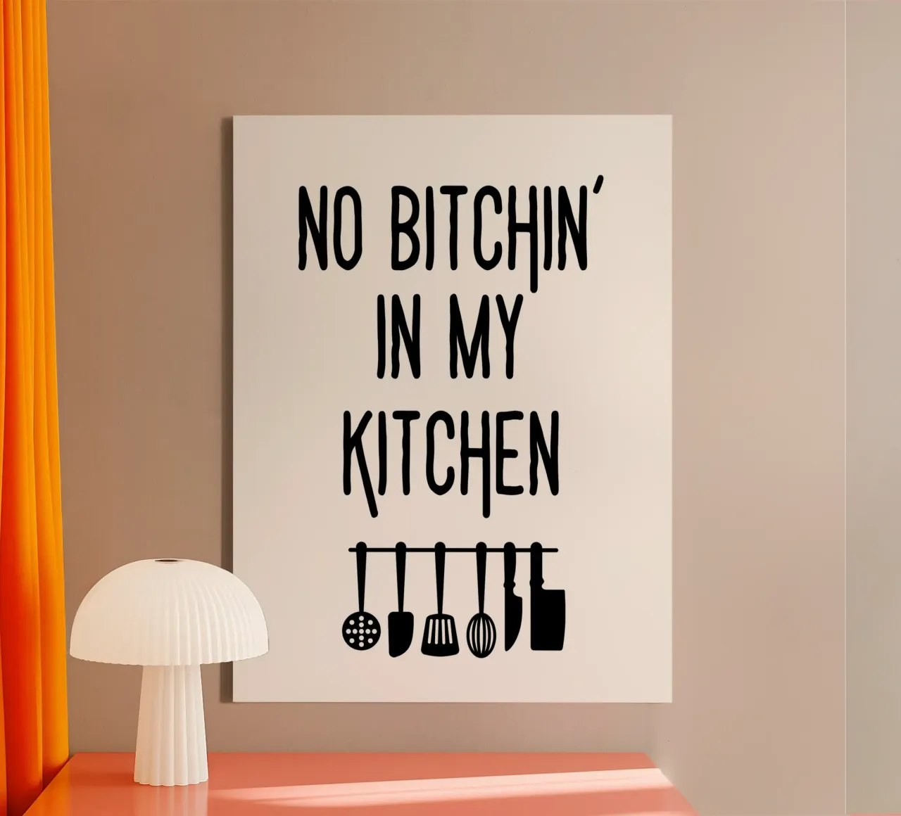No bitchin' in my kitchen canvas met Baklijst van PinkCandyWalls