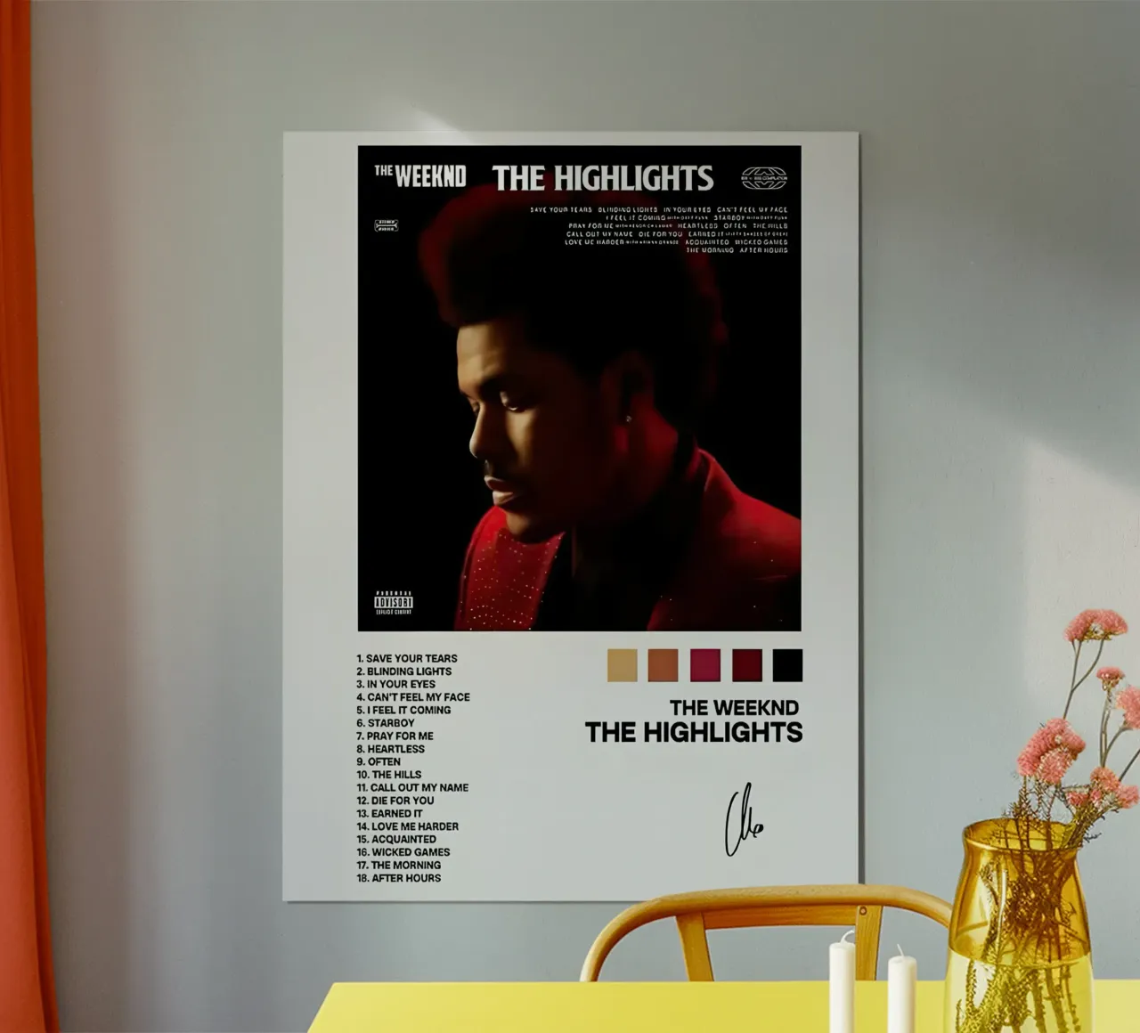 The Weeknd The Highlights poster con telaio in alluminio da Roronoa7