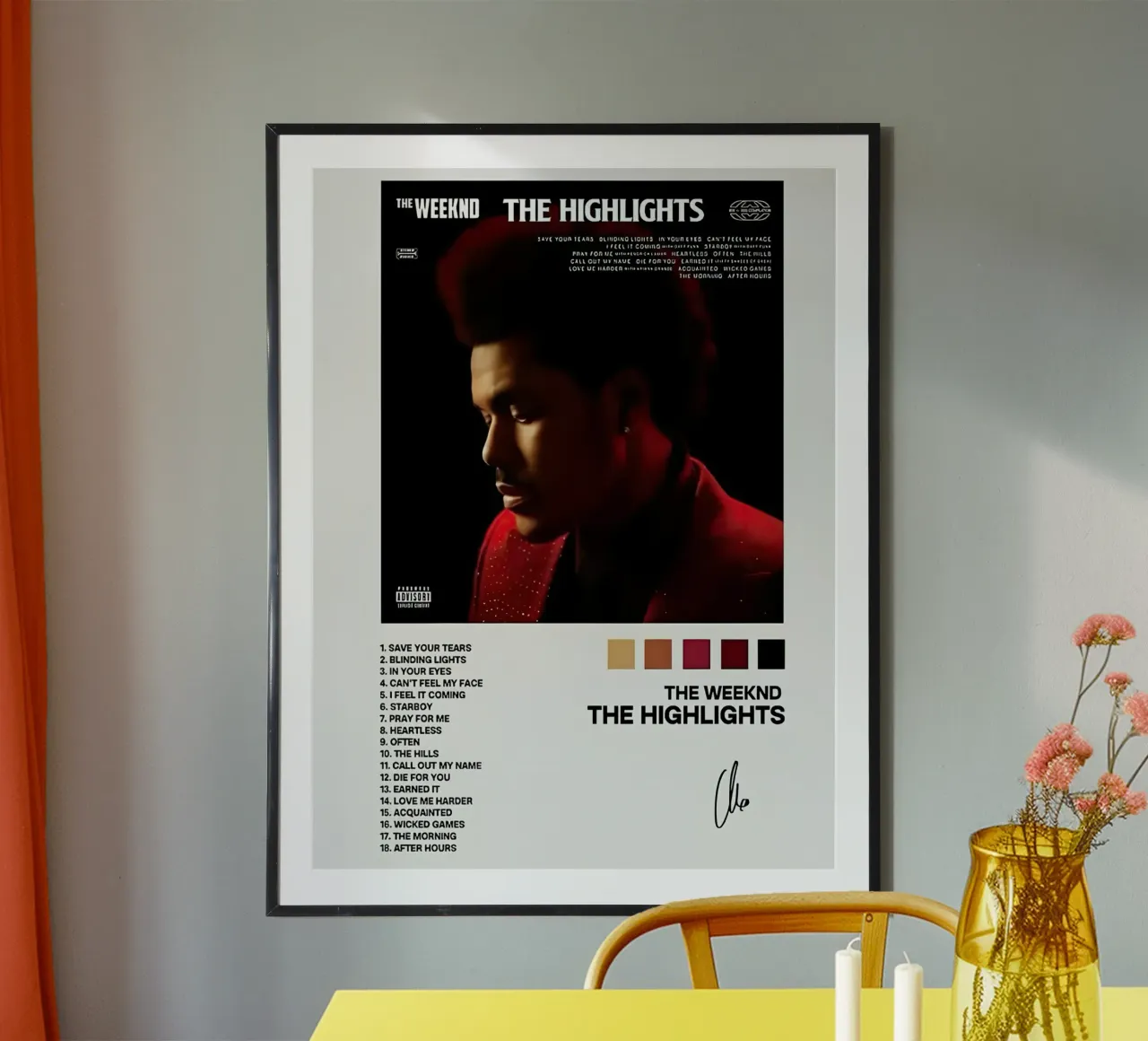The Weeknd The Highlights poster con telaio in alluminio da Roronoa7