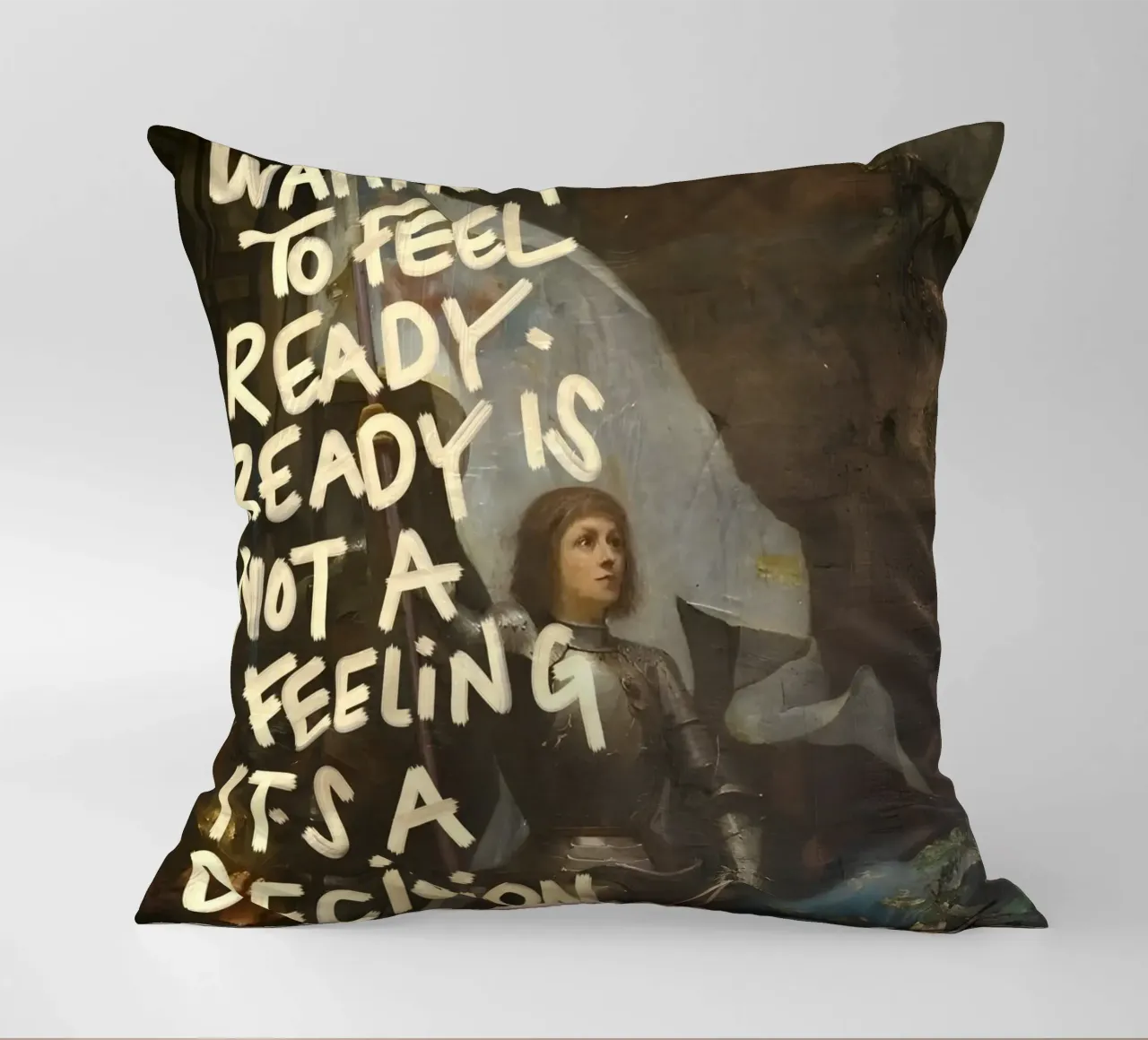 STOP WAITING TO FEEL cuscino da Type & Tape