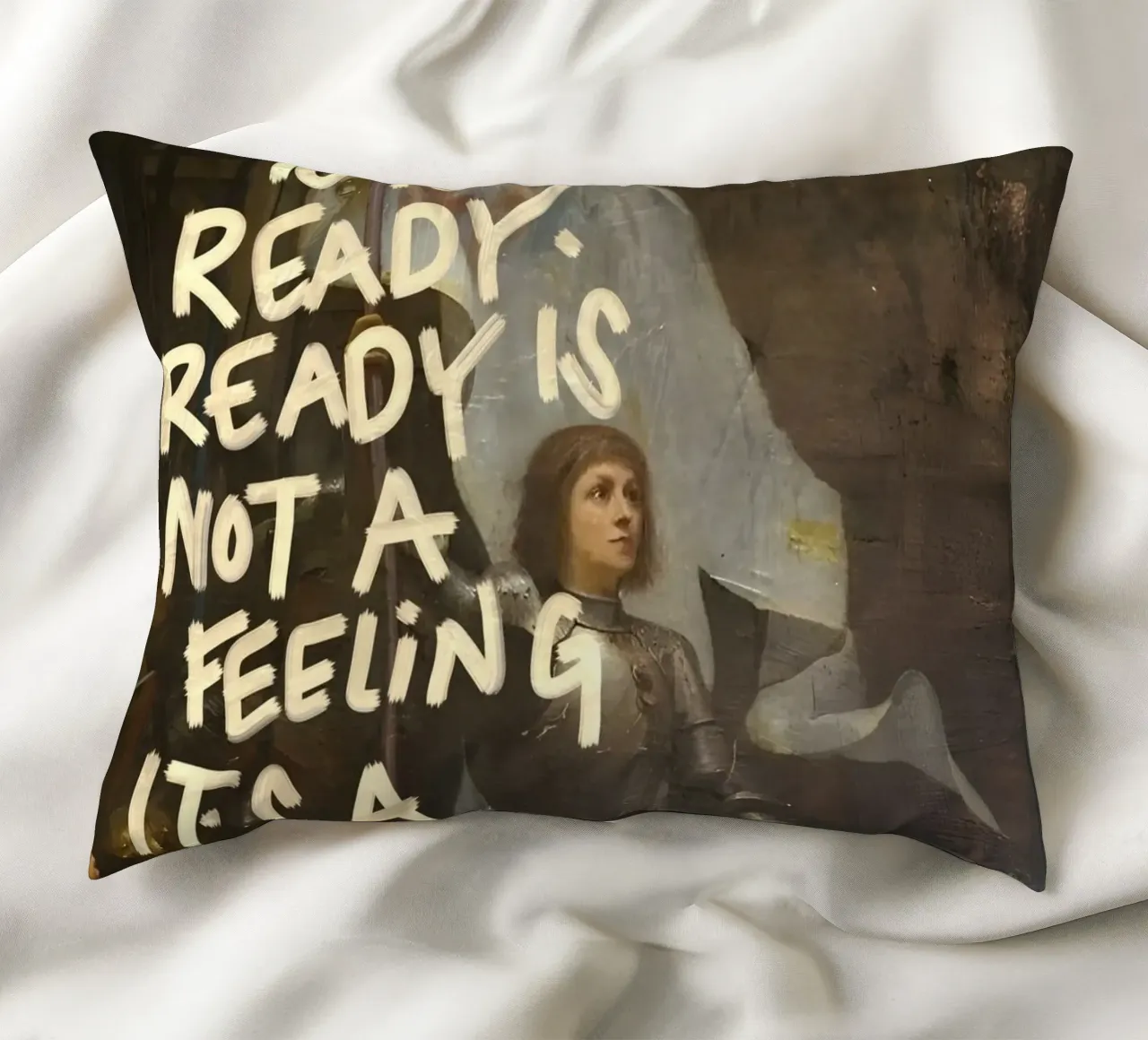 STOP WAITING TO FEEL cuscino da Type & Tape