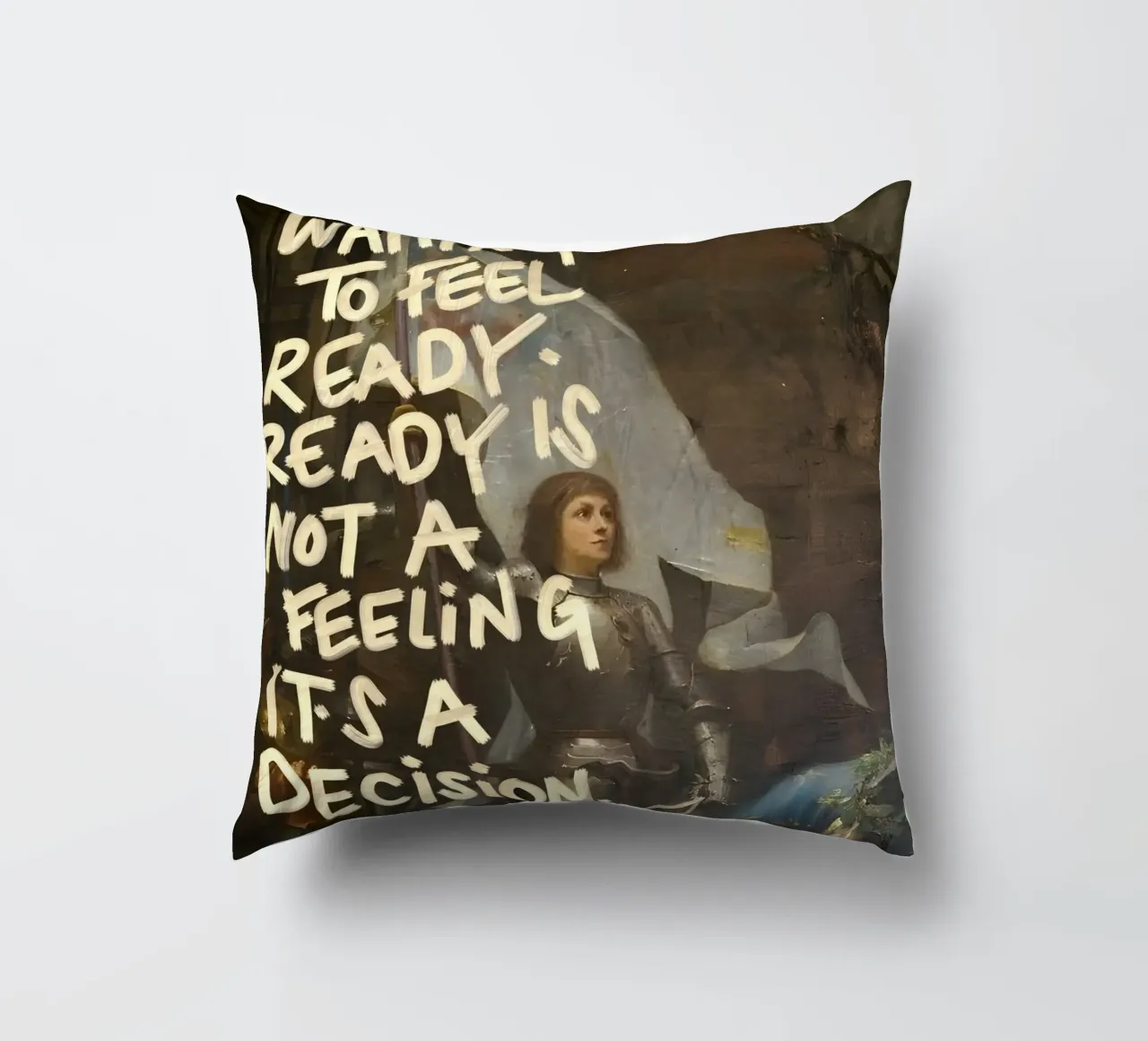 STOP WAITING TO FEEL cuscino da Type & Tape