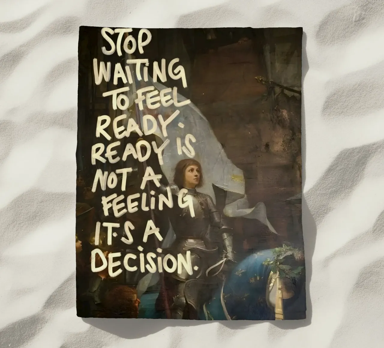 STOP WAITING TO FEEL telo mare da Type & Tape