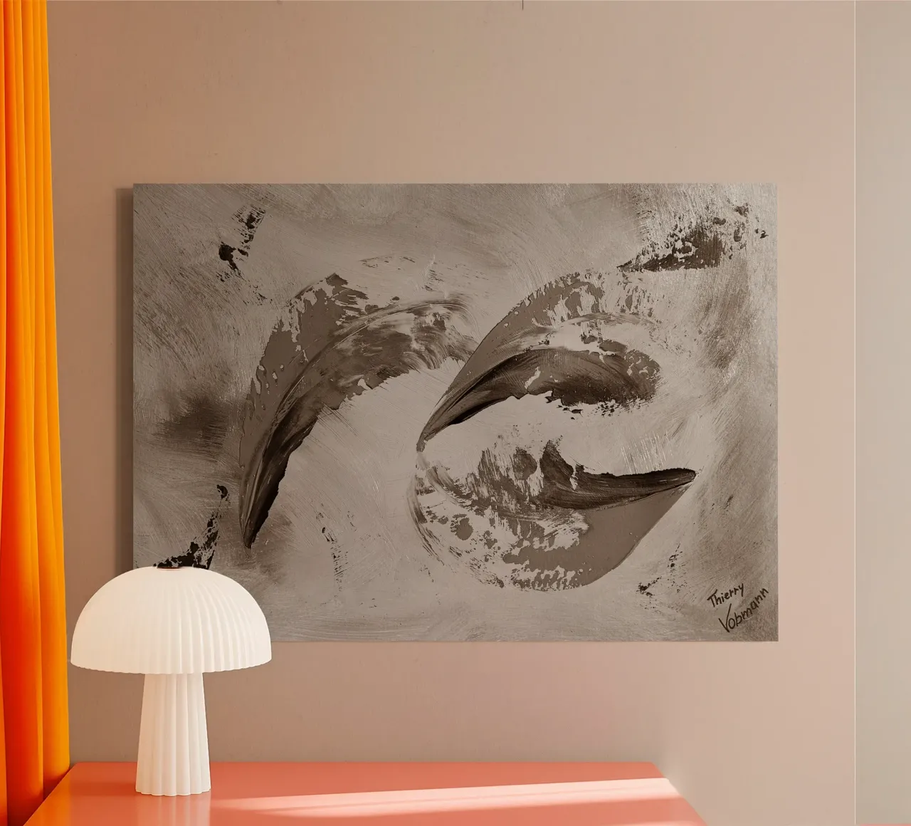 SEPIA 66 tela con Cornice a cassetta da Thierry Vobmann Abstract painting