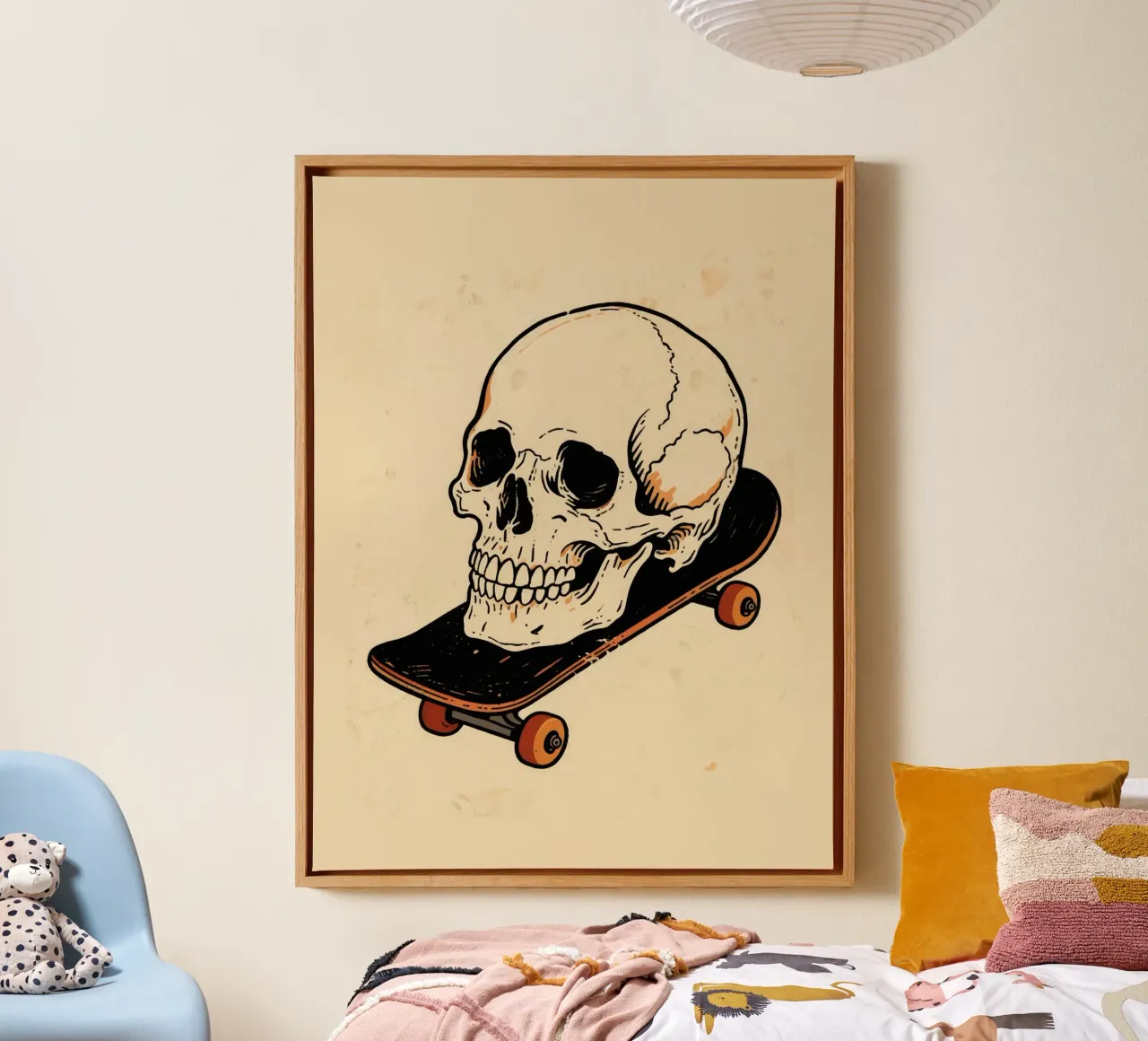 skateboard skull tela con Cornice a cassetta da knowledge