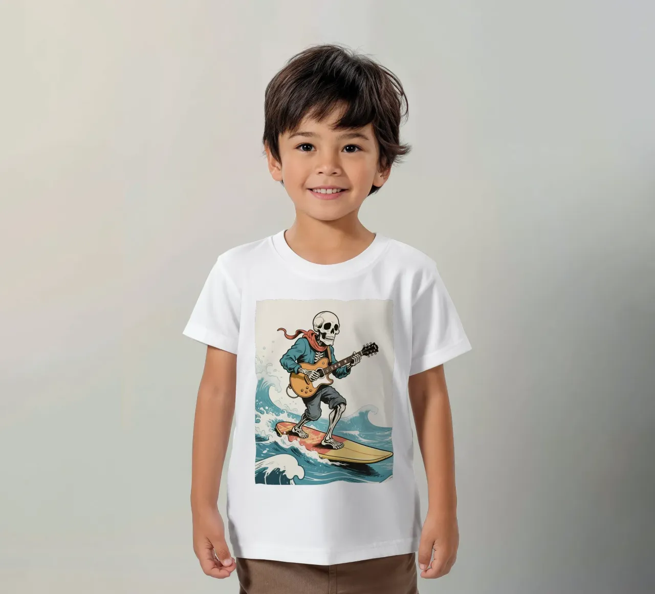 surfing skull man t-shirt bambini da knowledge