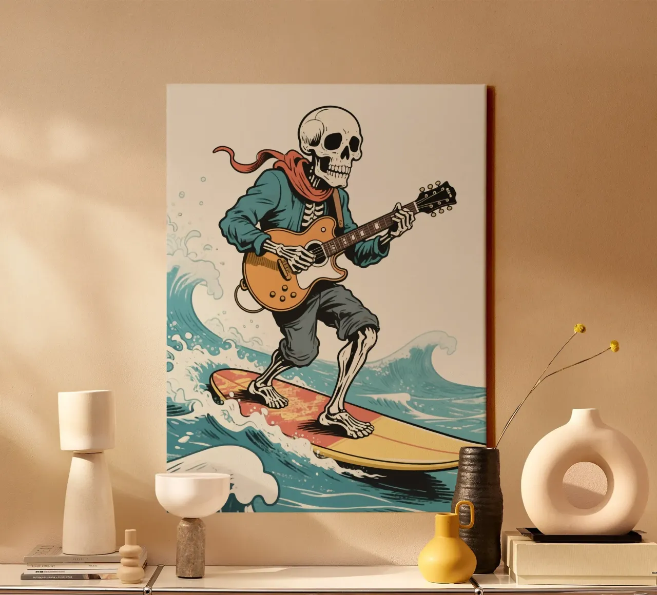 surfing skull man canvas met Baklijst van knowledge