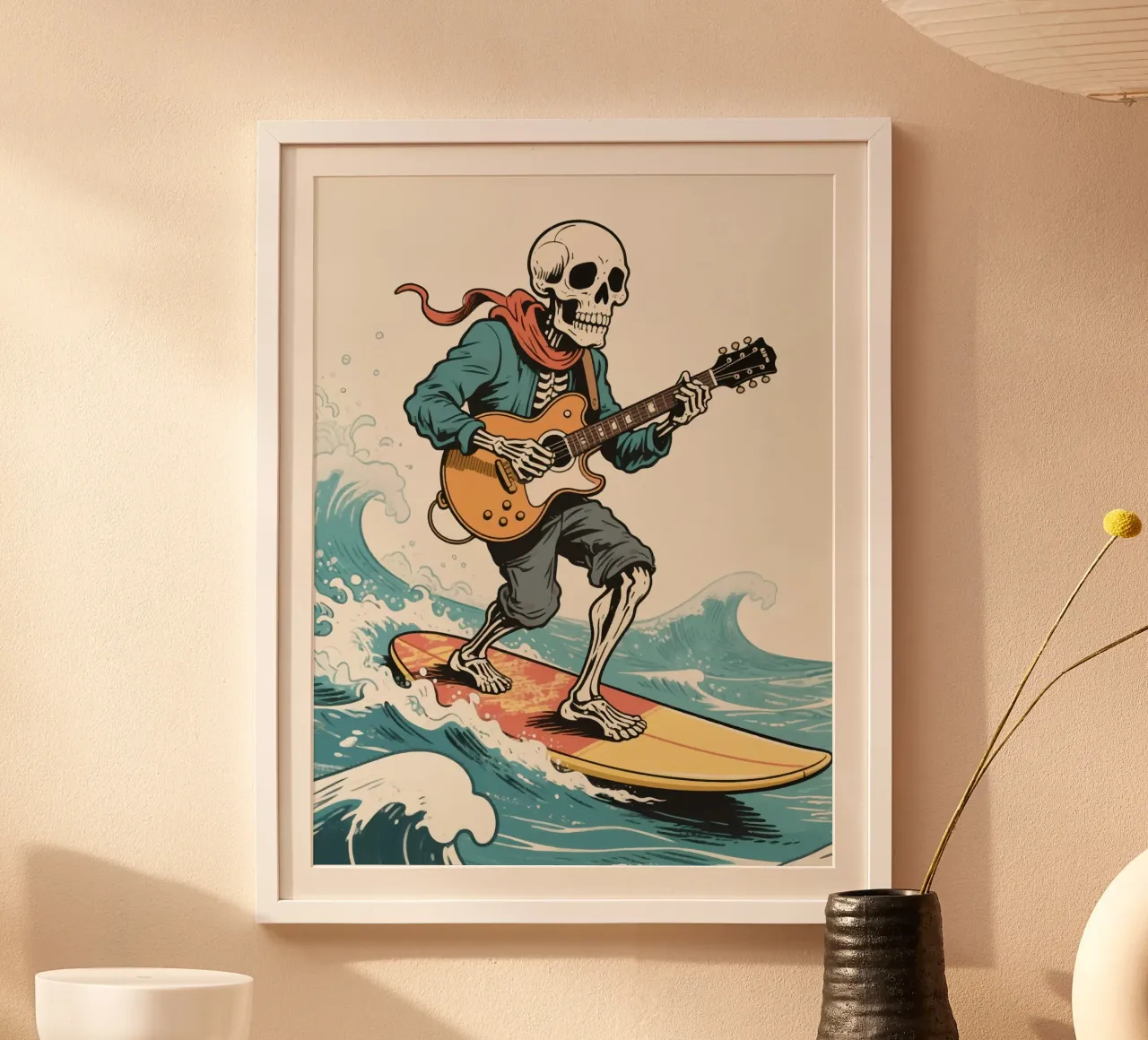 surfing skull man poster da knowledge