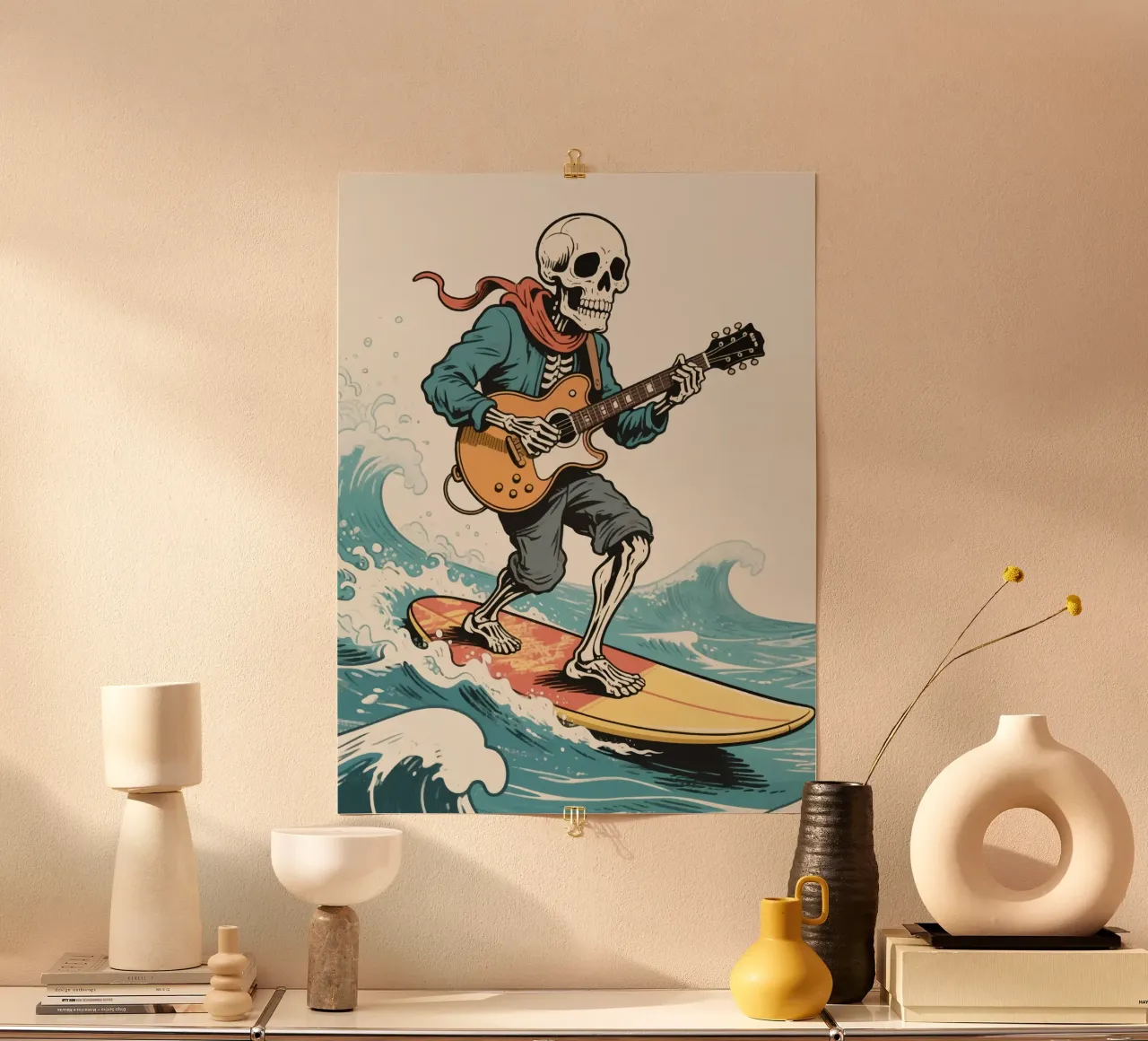 surfing skull man poster da knowledge