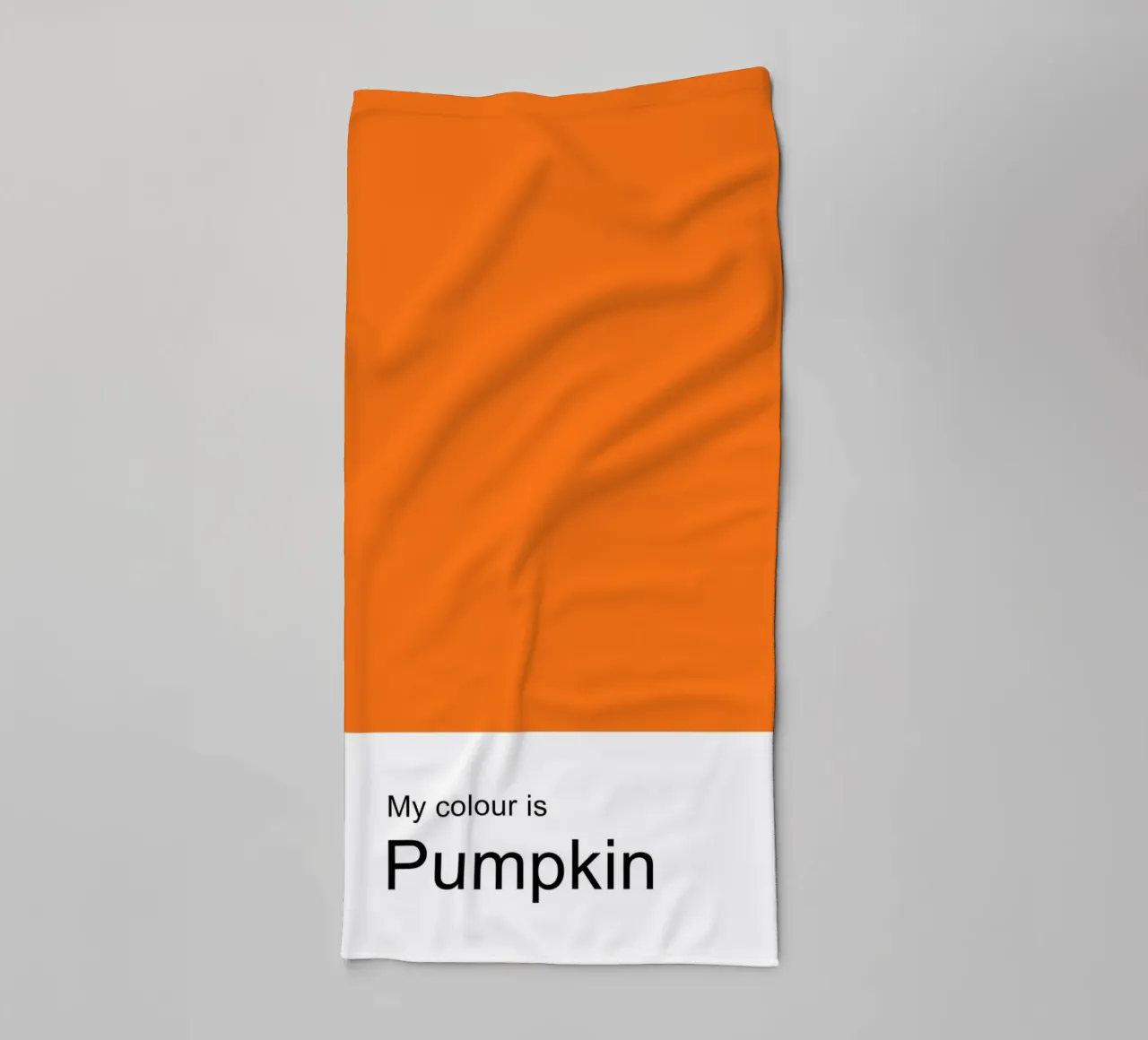 My Colour is Pumpkin – Minimalist Autumn Typography Print towel by JaySan Studio