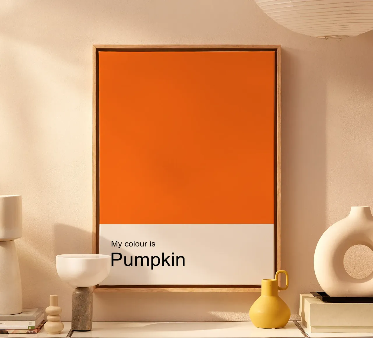 Mijn kleur is pompoen - Minimalistische herfst typografie print canvas met Baklijst van JaySan Studio